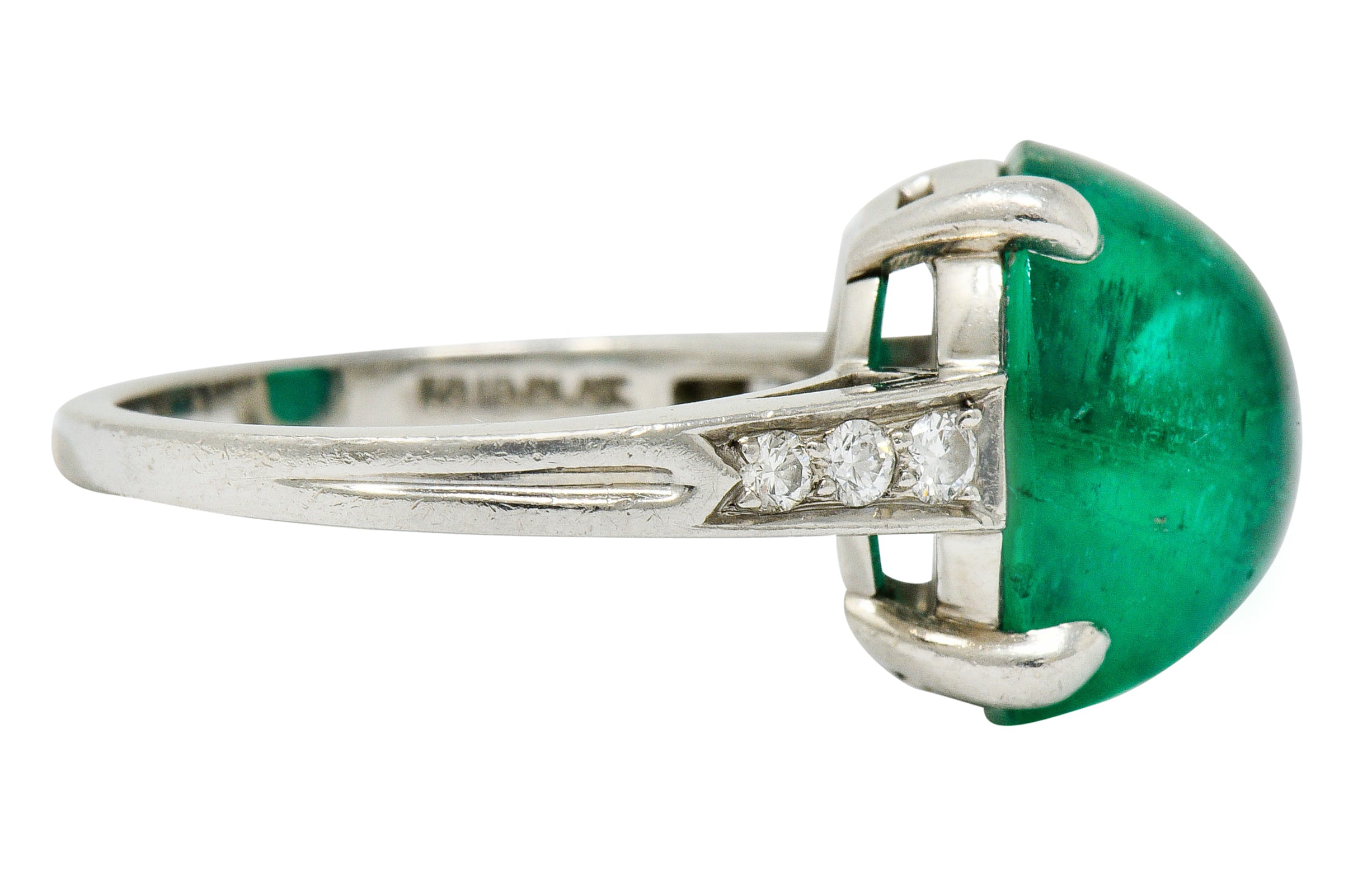 Tiffany & Co. Retro 7.15 CTW Colombian Emerald Diamond Platinum Statement Ring AGLRing - Wilson's Estate Jewelry