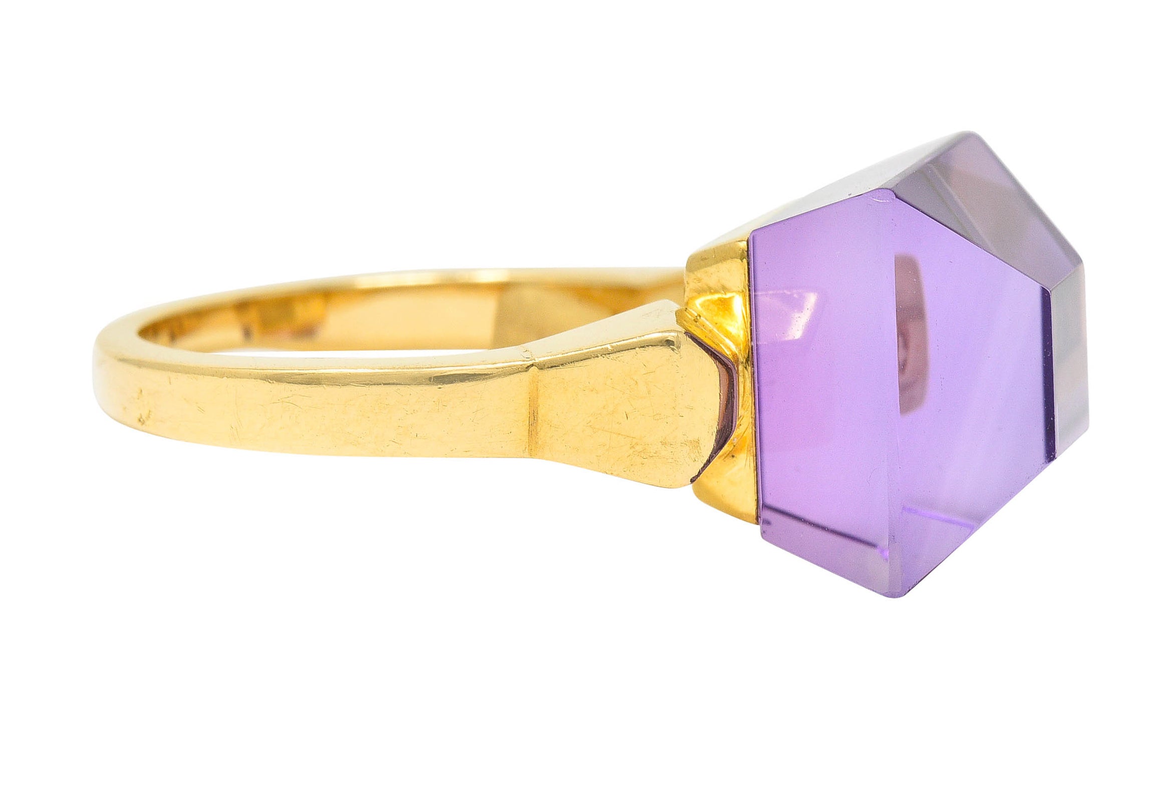 Gucci Amethyst 18 Karat Gold Chiodo Statement RingRing - Wilson's Estate Jewelry