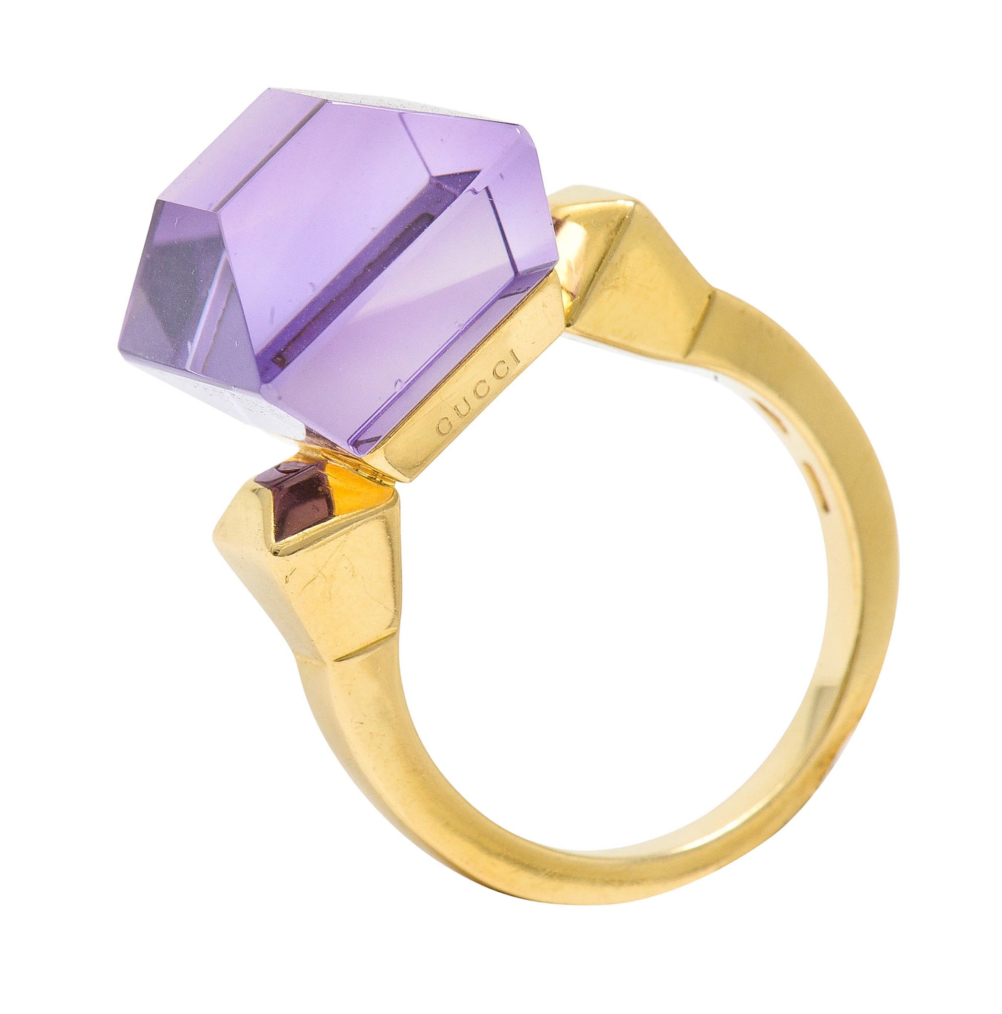 Gucci Amethyst 18 Karat Gold Chiodo Statement RingRing - Wilson's Estate Jewelry