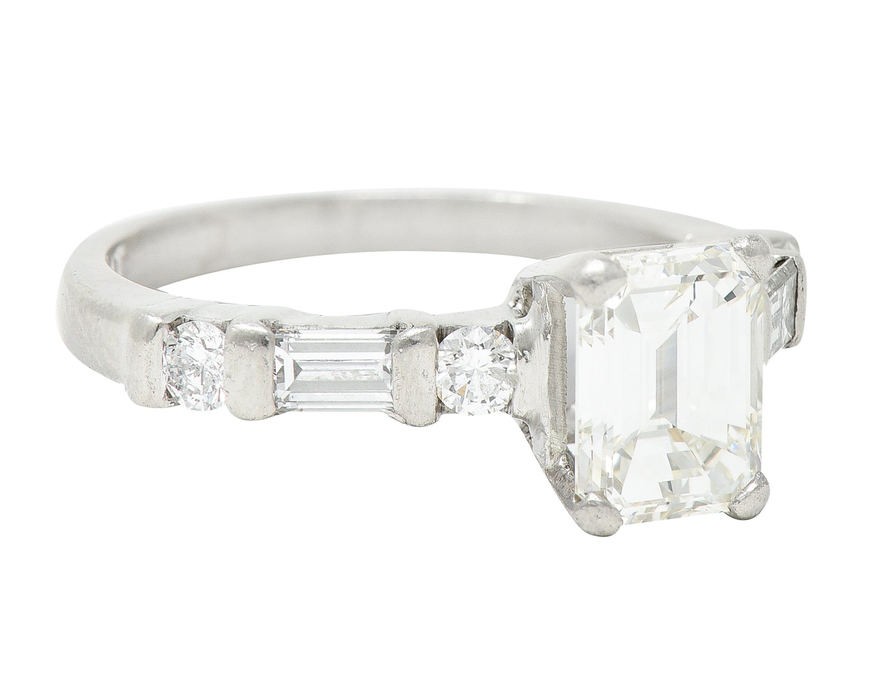 Mid-Century 1.85 CTW Emerald Cut Diamond Platinum Engagement Ring Circa 1950 Wilson's Antique & Estate Jewelry