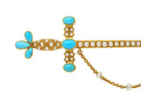 Victorian Natural Freshwater Pearl Turquoise 18 Karat Gold Sword Brooch Circa 1890Brooch - Wilson's Estate Jewelry