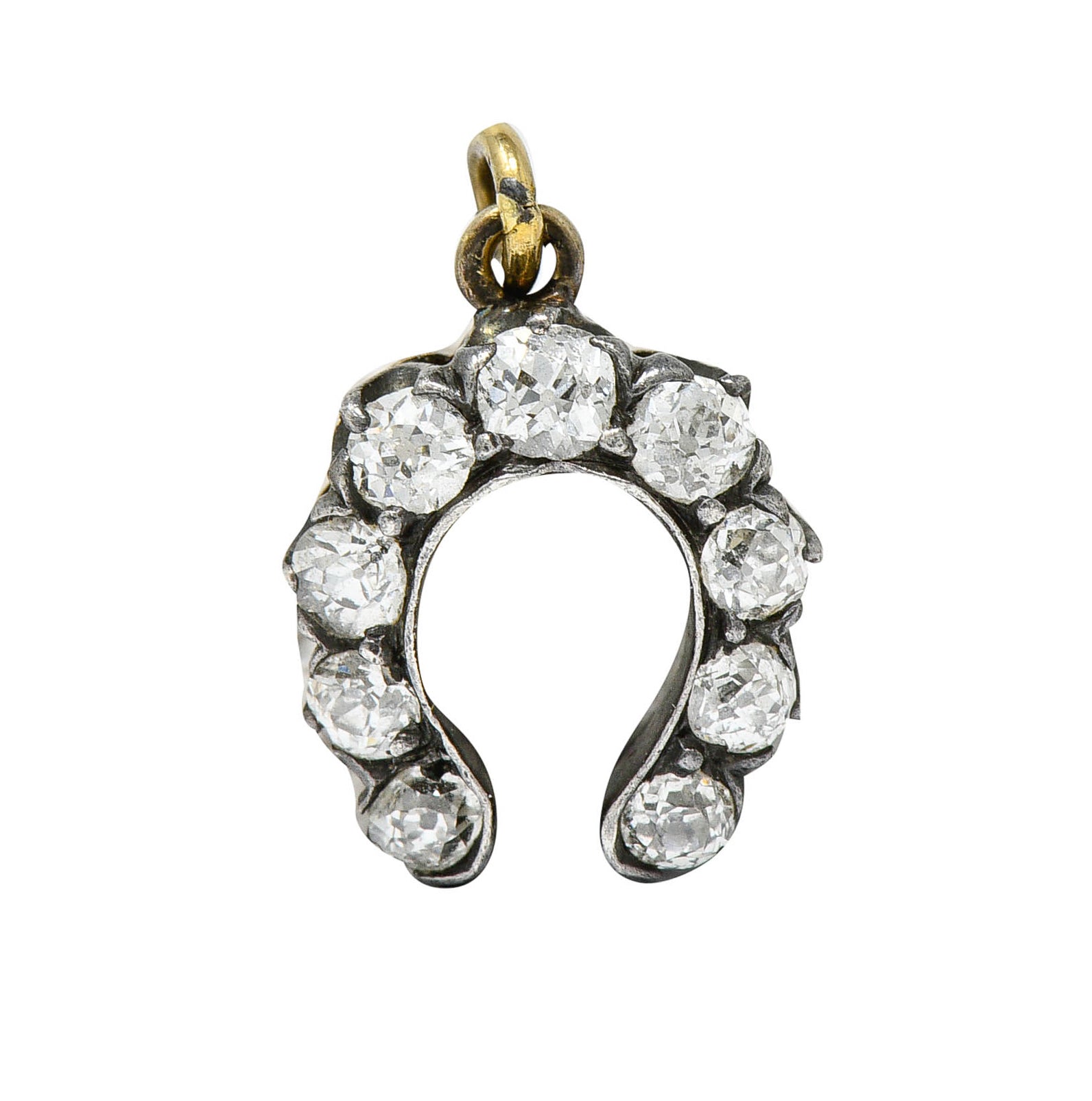 Victorian Diamond Silver-Topped 18 Karat Gold Horseshoe Charmcharm - Wilson's Estate Jewelry