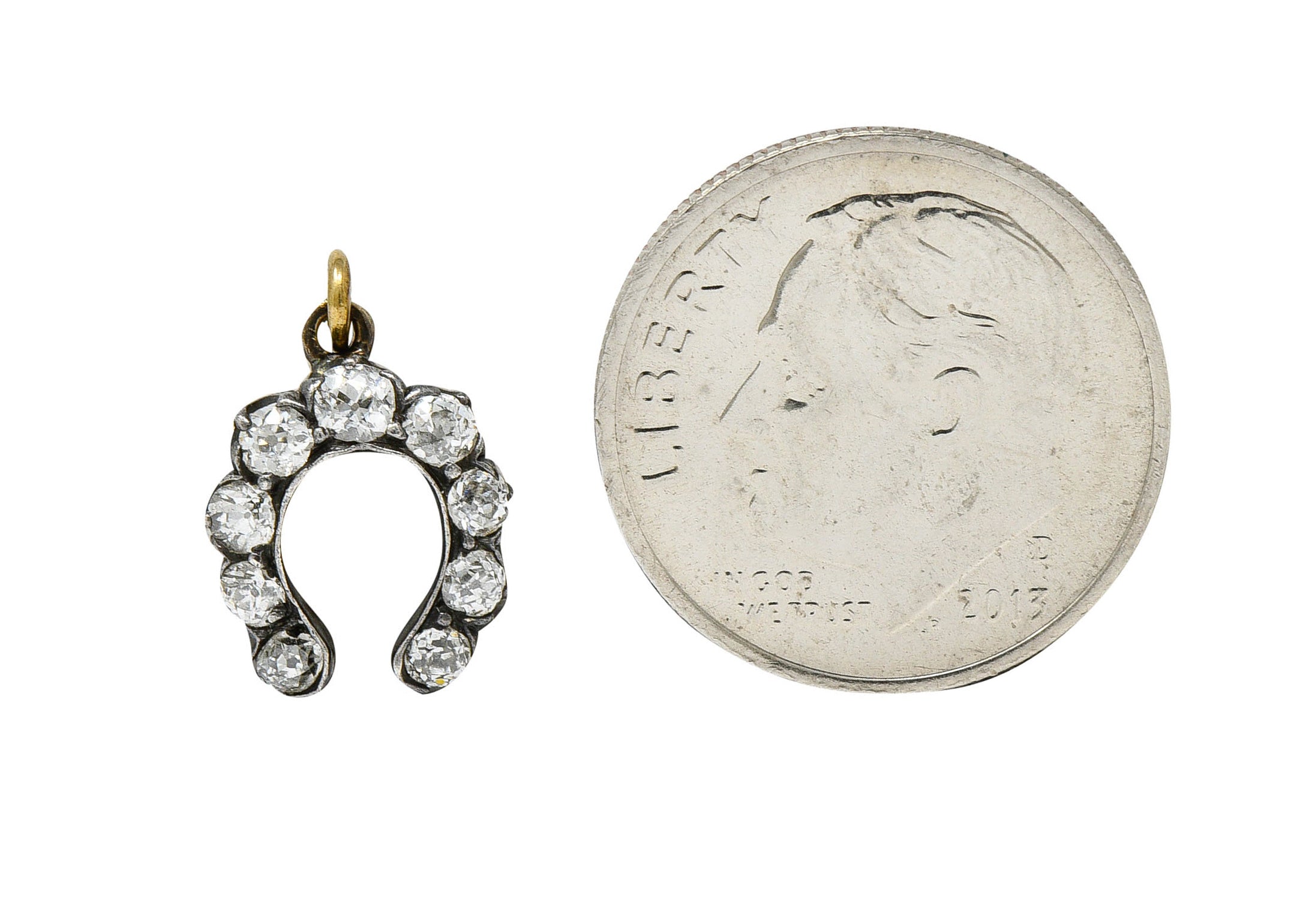 Victorian Diamond Silver-Topped 18 Karat Gold Horseshoe Charmcharm - Wilson's Estate Jewelry