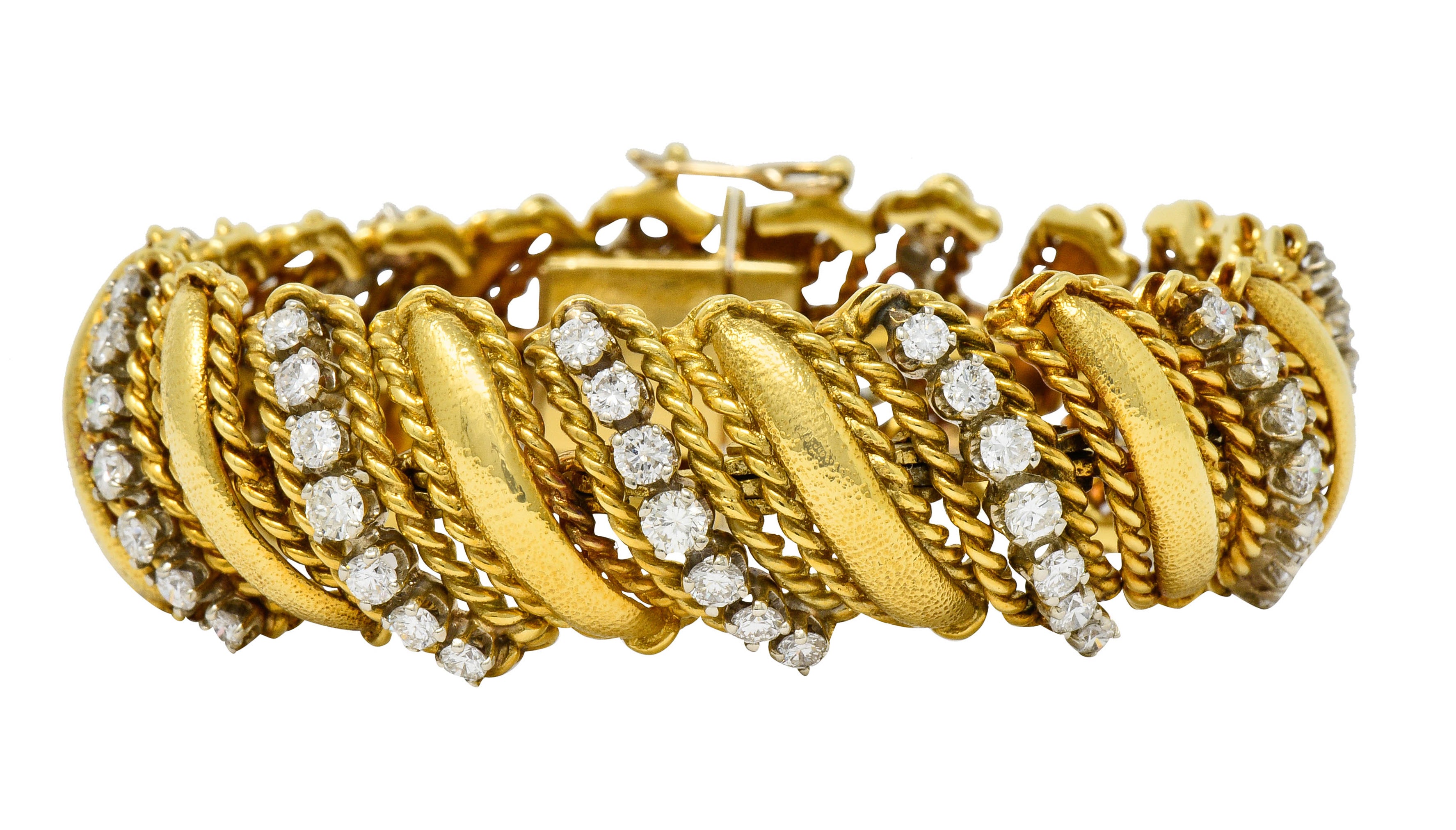 1970's Vintage 7.92 CTW Diamond 18 Karat Gold Link Bracelet - Wilson's Estate Jewelry