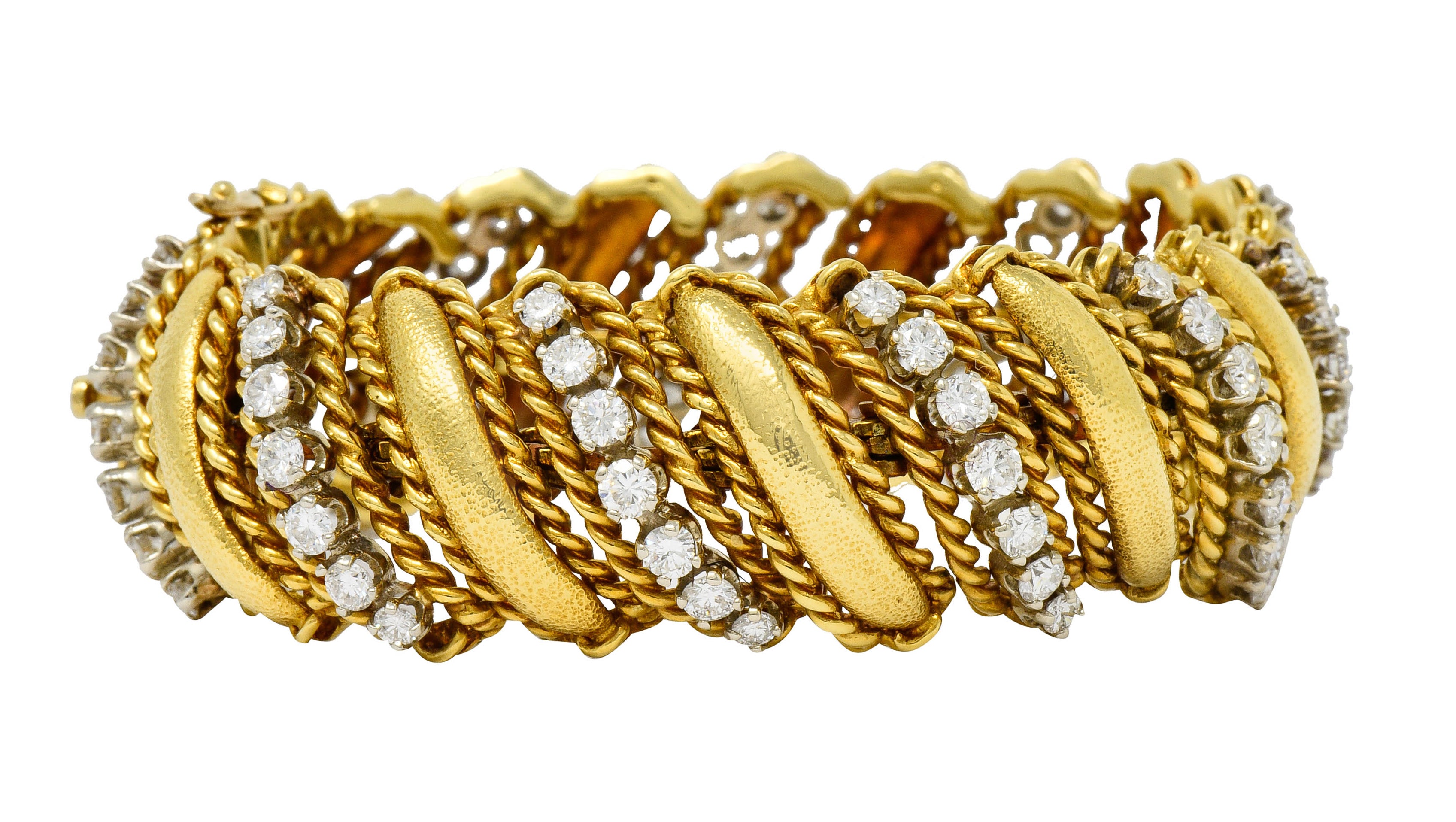 1970's Vintage 7.92 CTW Diamond 18 Karat Gold Link Bracelet - Wilson's Estate Jewelry