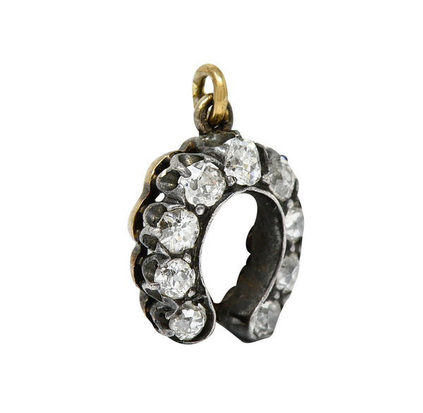 Victorian Diamond Silver-Topped 18 Karat Gold Horseshoe Charmcharm - Wilson's Estate Jewelry