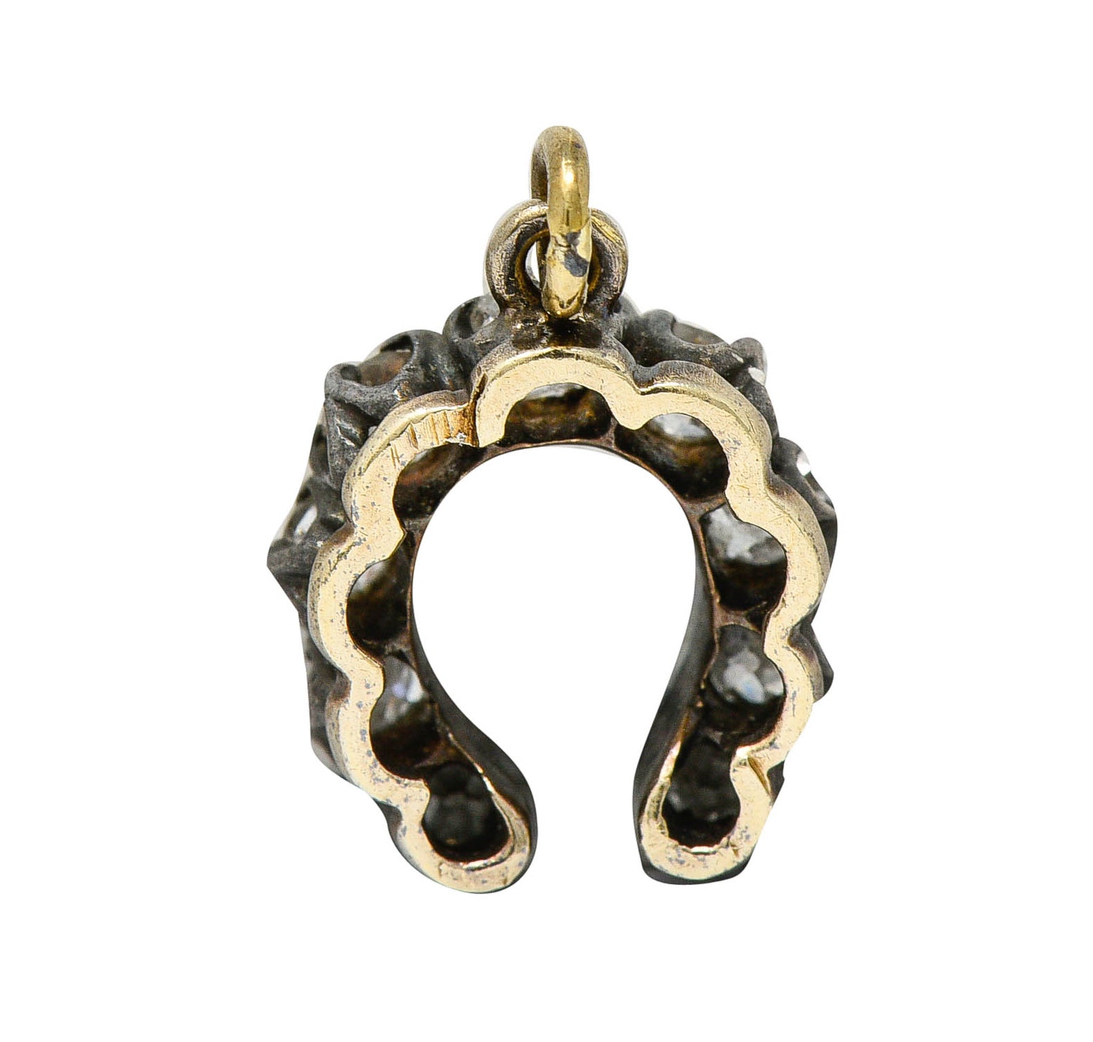 Victorian Diamond Silver-Topped 18 Karat Gold Horseshoe Charmcharm - Wilson's Estate Jewelry