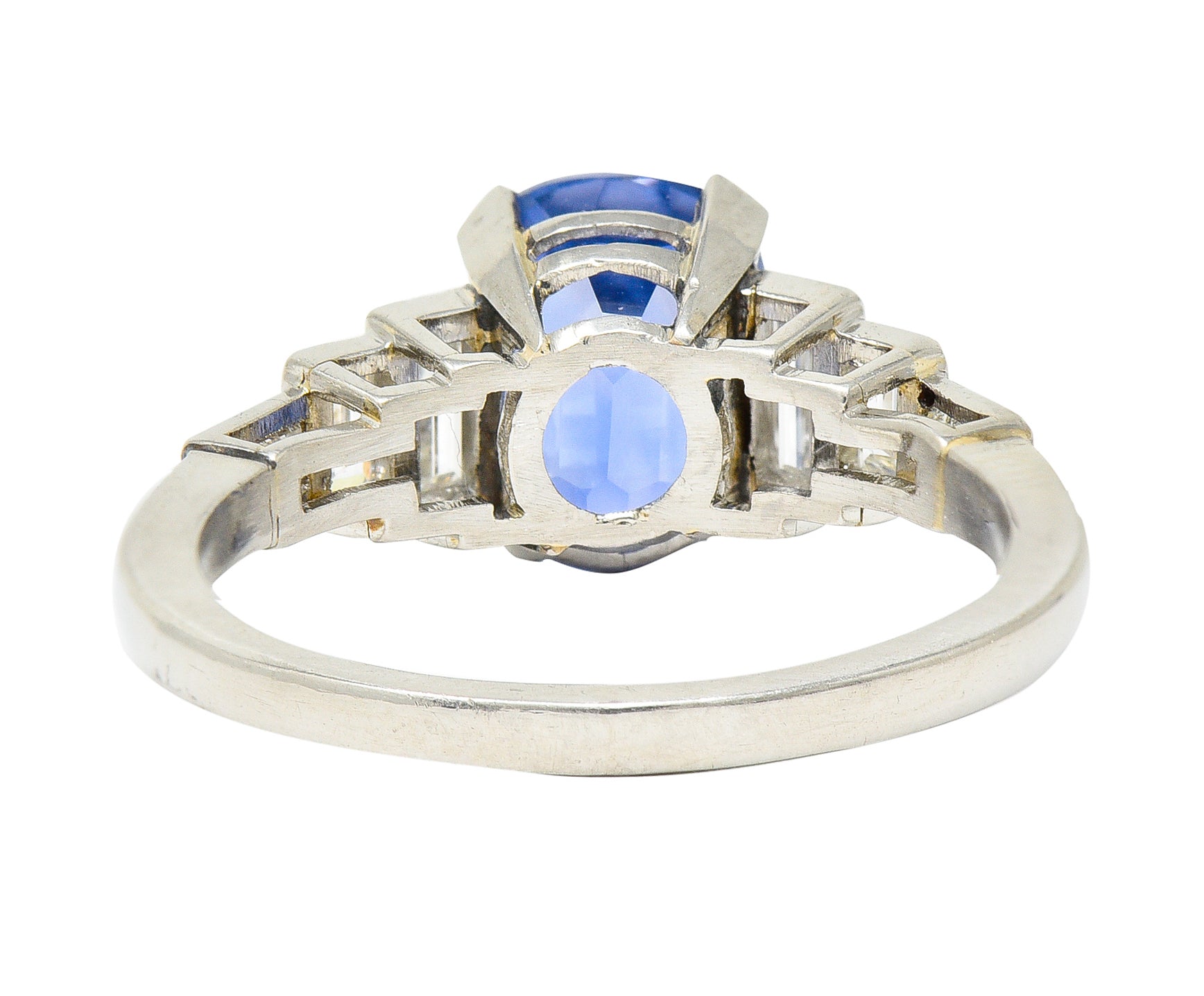 Mid-Century 3.83 CTW No Heat Ceylon Sapphire Diamond Platinum Vintage Ring GIA Wilson's Estate Jewelry