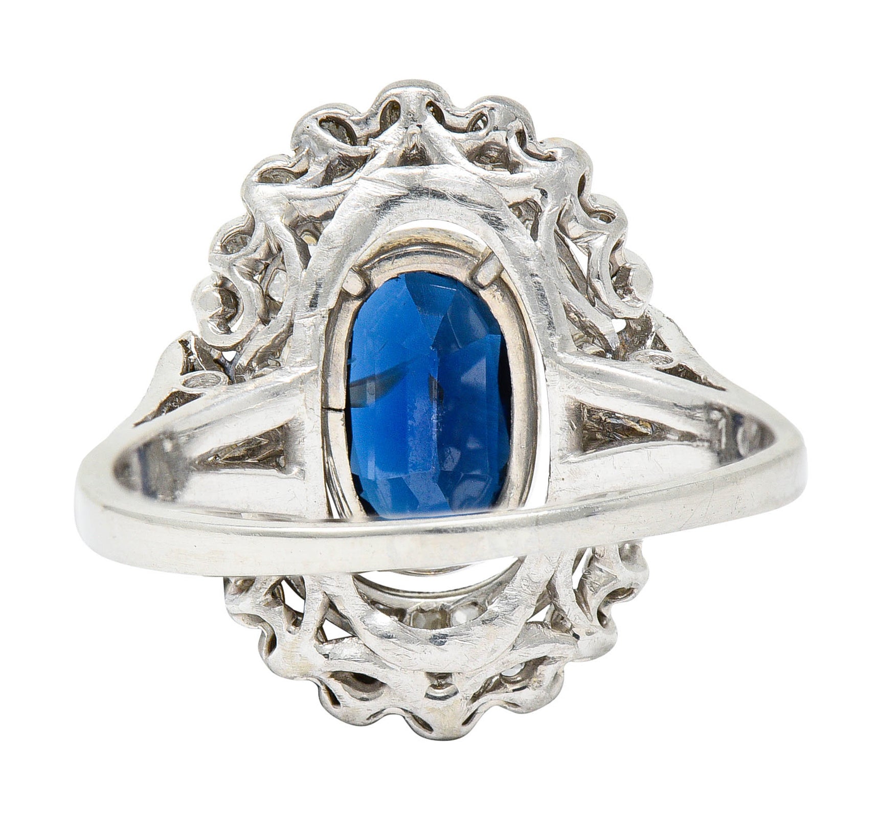 Edwardian 2.70 CTW Sapphire Diamond Double Halo Cluster RingRing - Wilson's Estate Jewelry