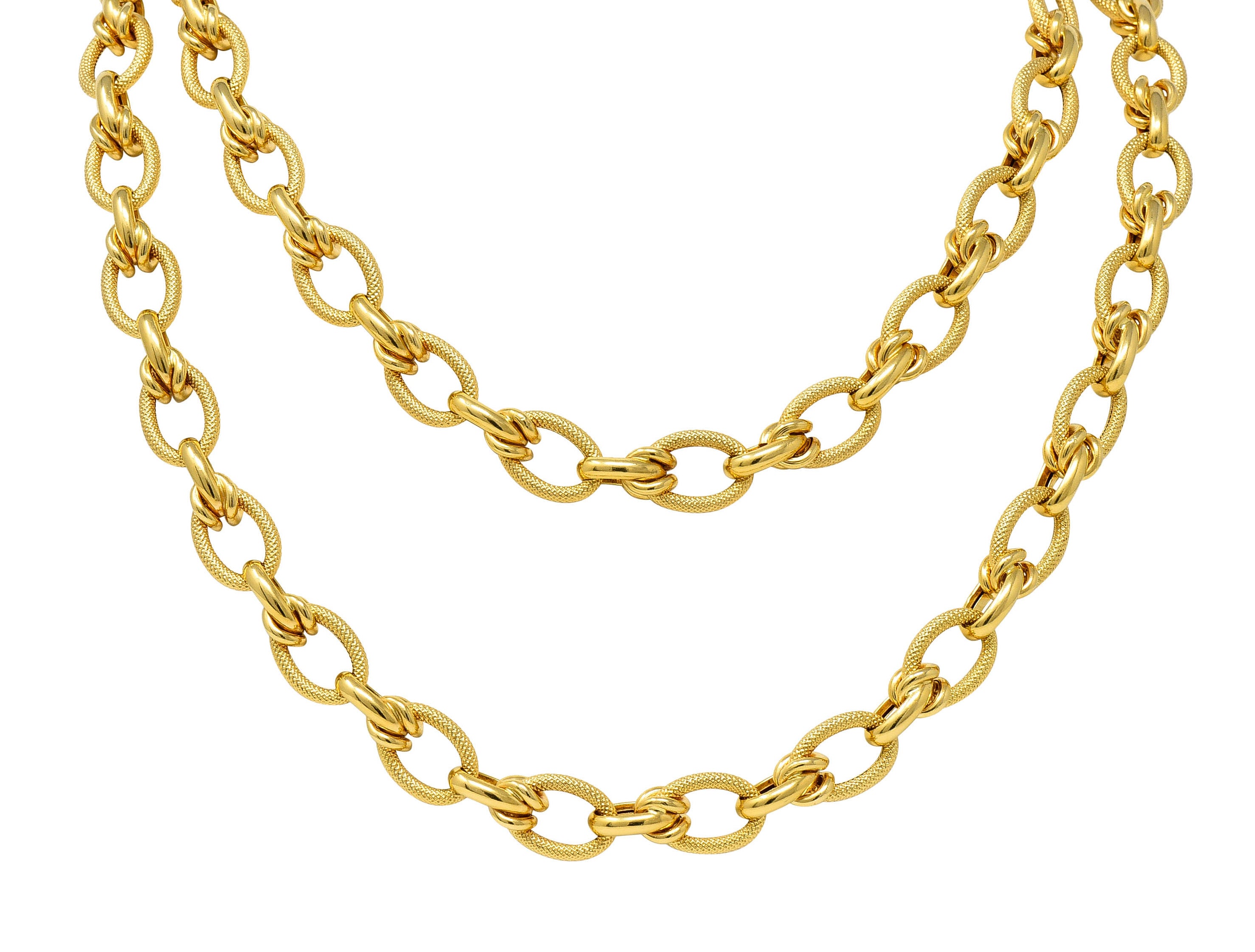 1990's Vintage Italian 18 Karat Gold 40 Inch Large Link Necklace ...