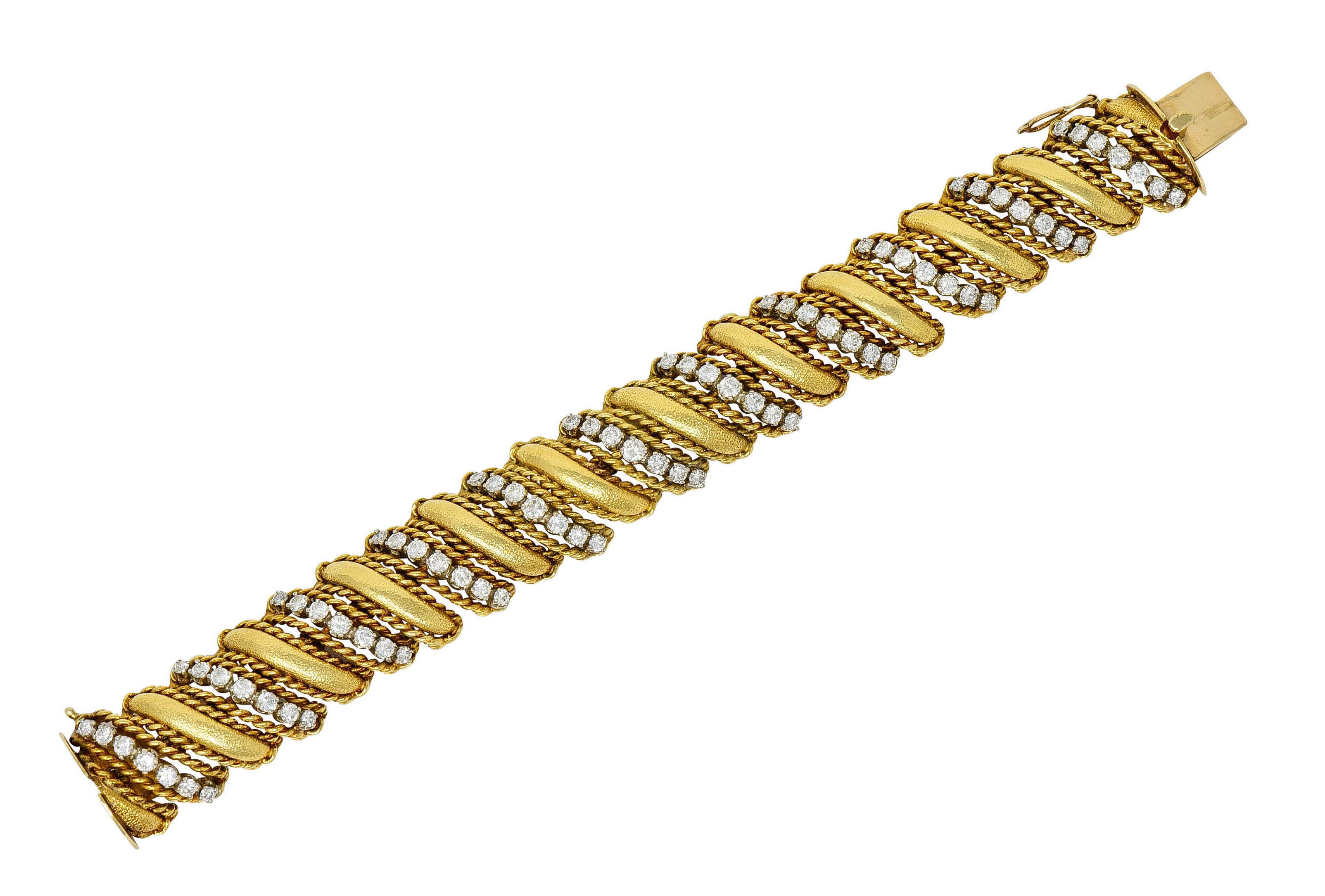 1970's Vintage 7.92 CTW Diamond 18 Karat Gold Link Bracelet - Wilson's Estate Jewelry