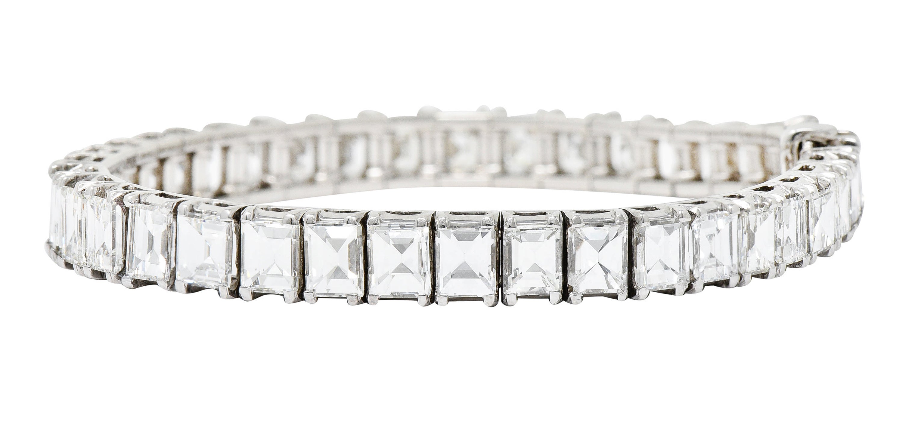 1950's Mid-Century 19.25 CTW Step Cut Diamond Platinum Tennis Line Braceletbracelet - Wilson's Estate Jewelry