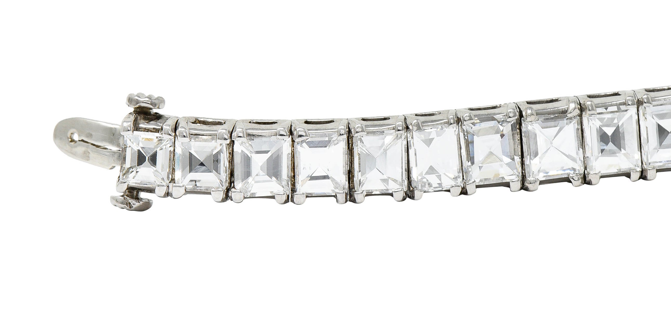 1950's Mid-Century 19.25 CTW Step Cut Diamond Platinum Tennis Line Braceletbracelet - Wilson's Estate Jewelry