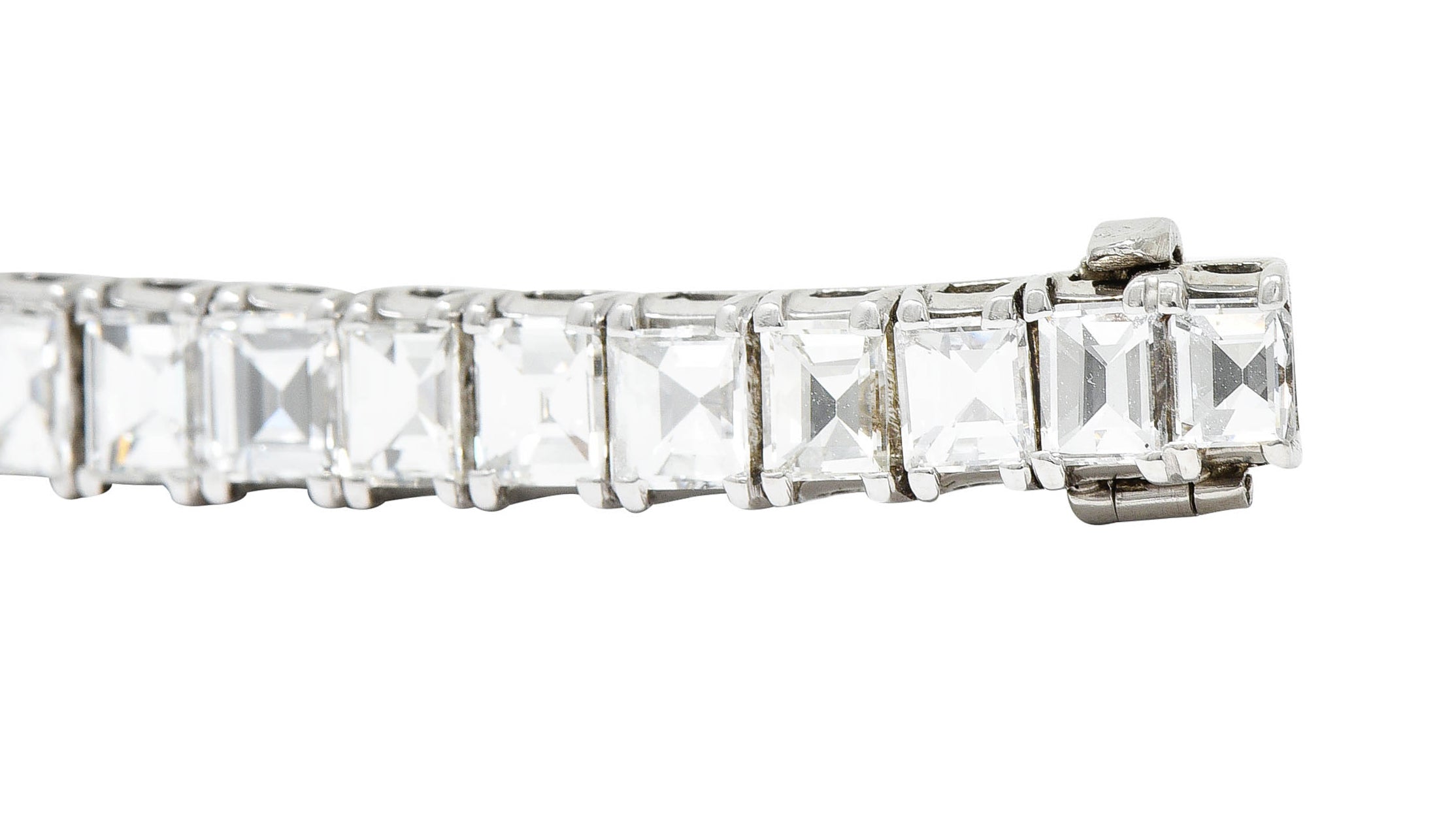 1950's Mid-Century 19.25 CTW Step Cut Diamond Platinum Tennis Line Braceletbracelet - Wilson's Estate Jewelry