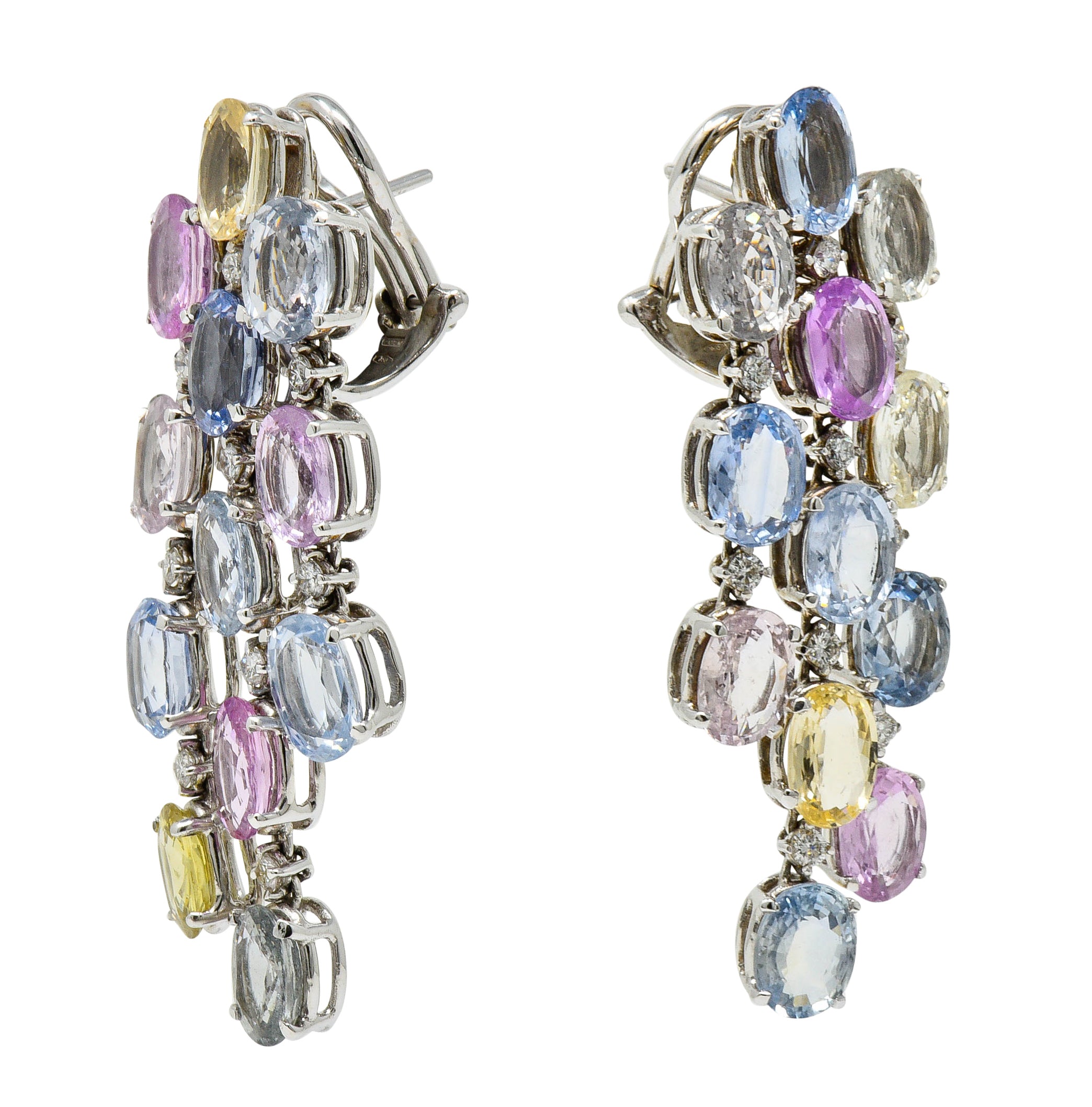 Antonini 32.45 CTW Sapphire Diamond 18 Karat White Gold Italian Chandelier EarringsEarrings - Wilson's Estate Jewelry