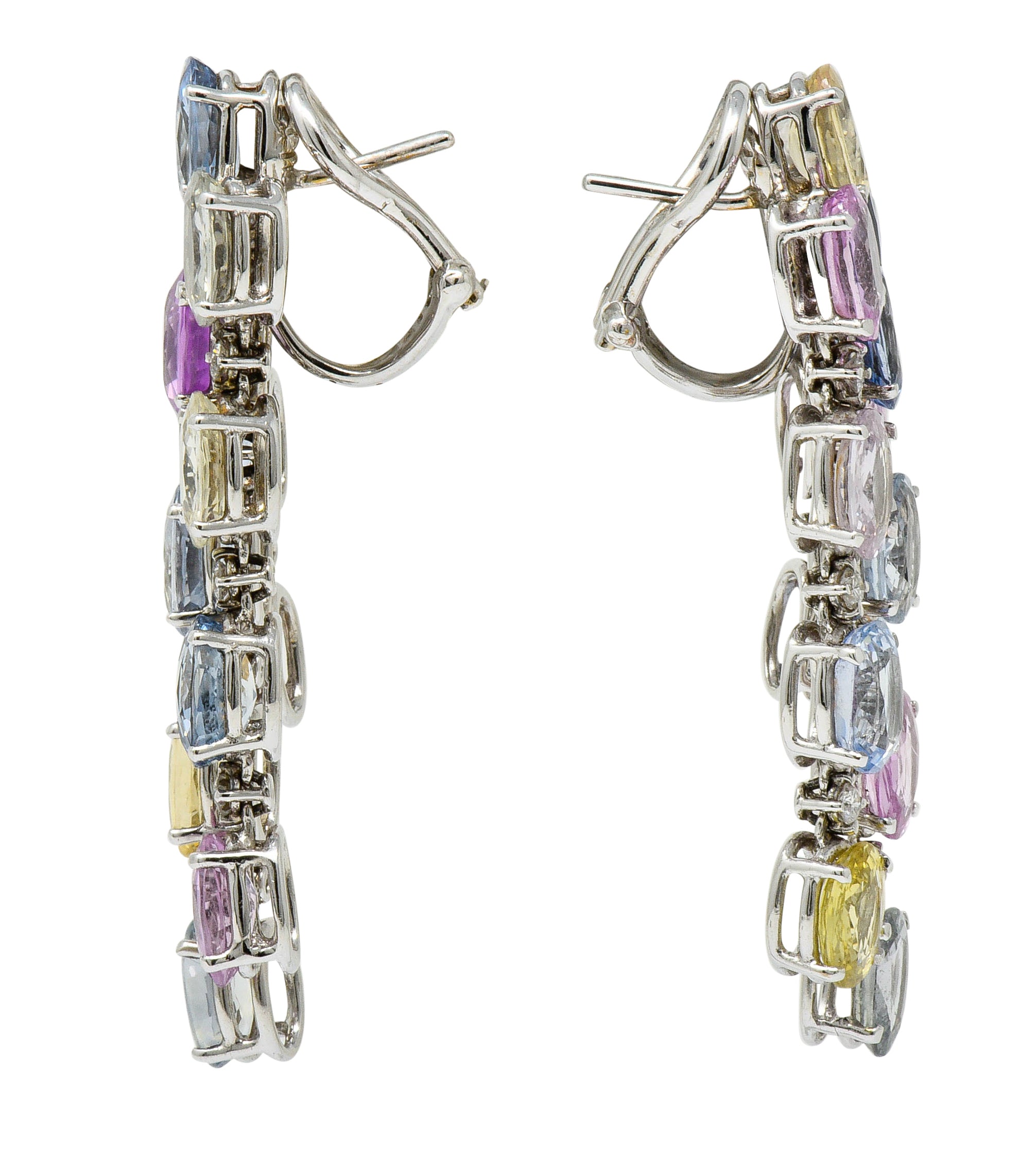 Antonini 32.45 CTW Sapphire Diamond 18 Karat White Gold Italian Chandelier EarringsEarrings - Wilson's Estate Jewelry