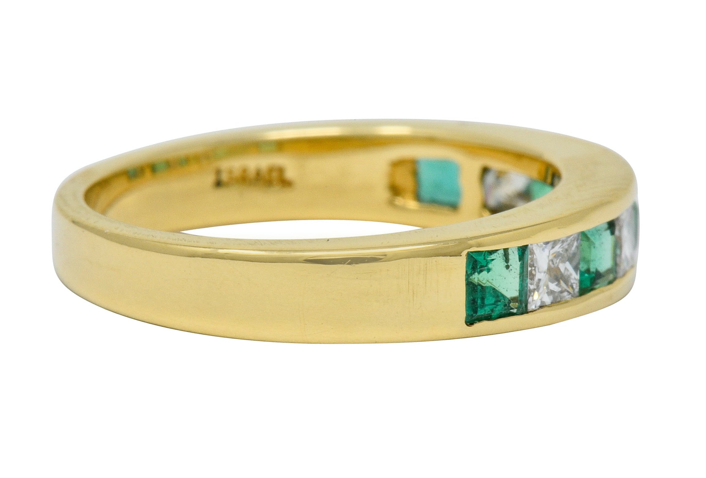 Tiffany & Co. 1.10 CTW Emerald Diamond 18 Karat Gold Channel Band Circa 1990 - Wilson's Estate Jewelry