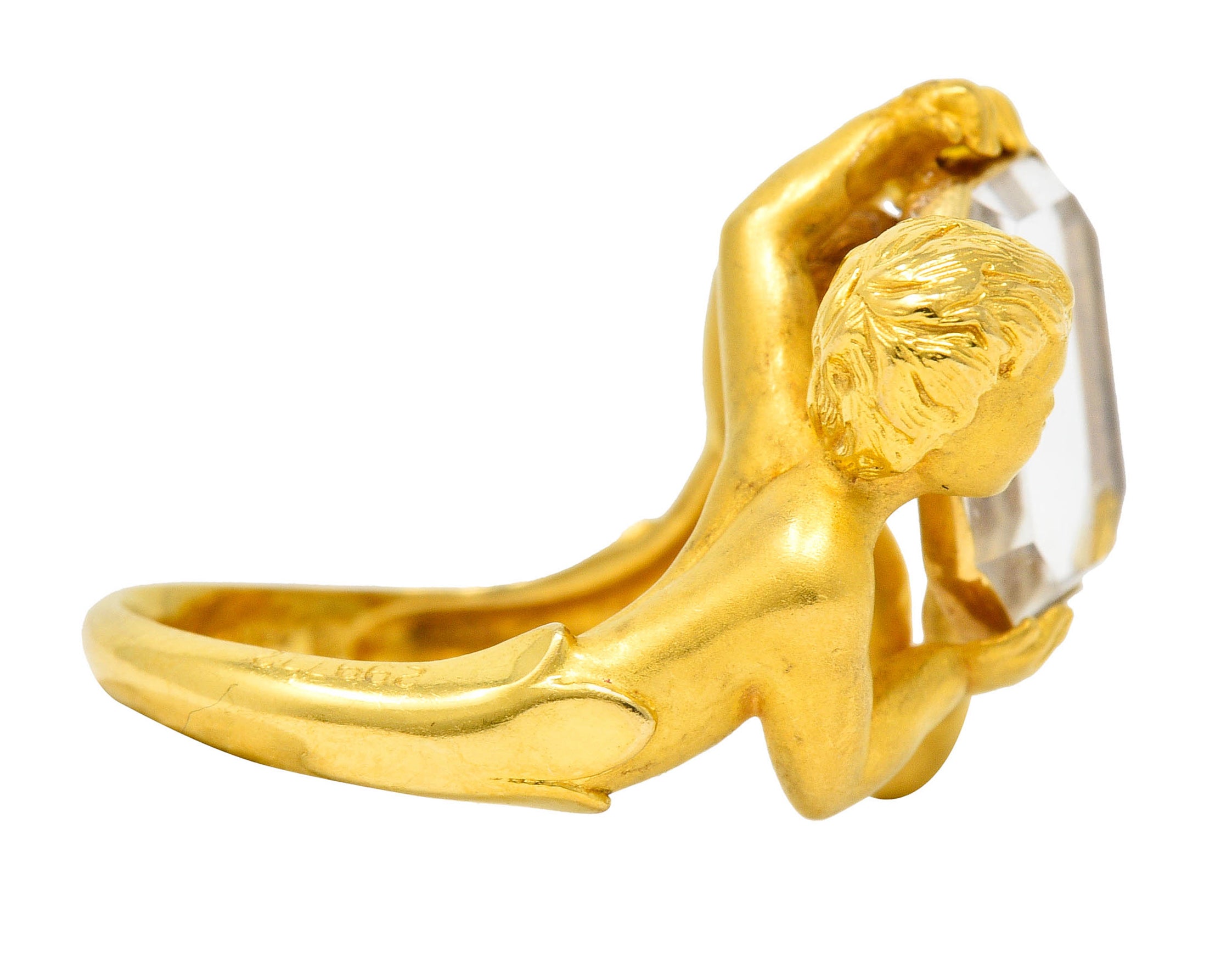 Carrera Y Carrera Rock Crystal 18 Karat Gold Cherubic RingRing - Wilson's Estate Jewelry