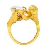 Carrera Y Carrera Rock Crystal 18 Karat Gold Cherubic RingRing - Wilson's Estate Jewelry