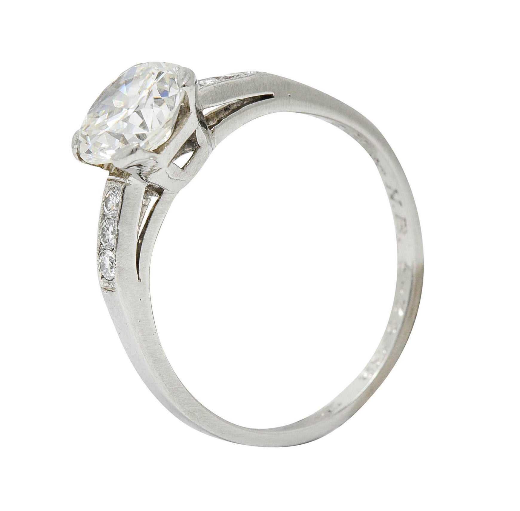 Art Deco 1.20 CTW Diamond Platinum Wide Prong Engagement RingRing - Wilson's Estate Jewelry