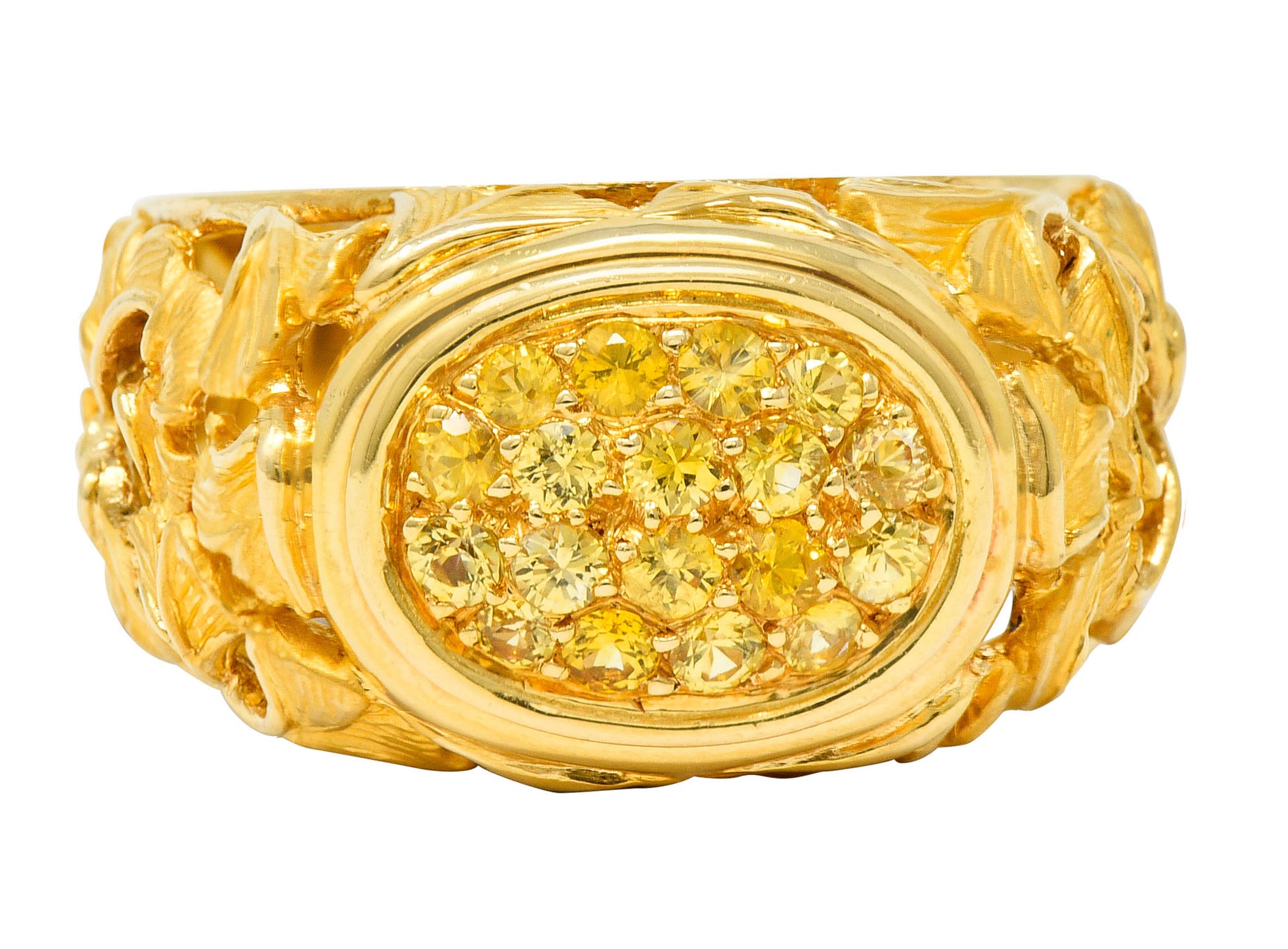 Carrera Y Carrera Yellow Sapphire 18 Karat Gold Ginkgo Band RingRing - Wilson's Estate Jewelry