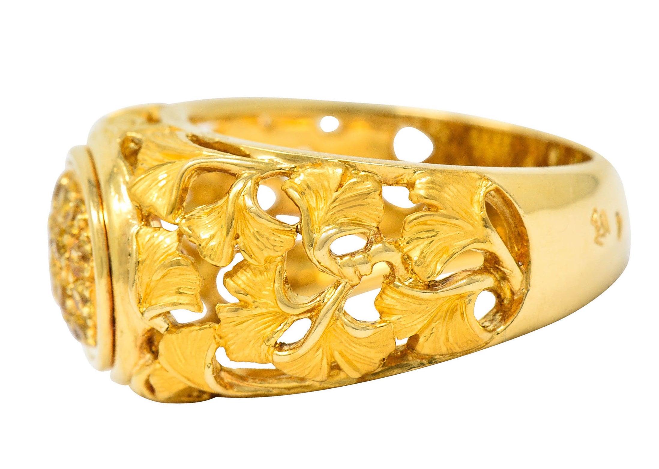 Carrera Y Carrera Yellow Sapphire 18 Karat Gold Ginkgo Band RingRing - Wilson's Estate Jewelry