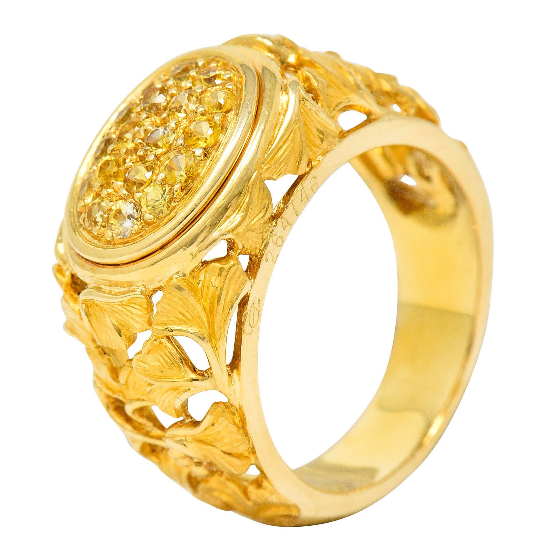 Carrera Y Carrera Yellow Sapphire 18 Karat Gold Ginkgo Band RingRing - Wilson's Estate Jewelry