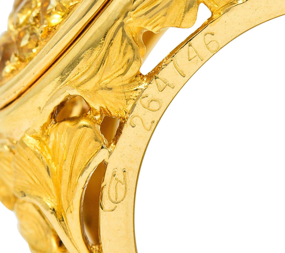 Carrera Y Carrera Yellow Sapphire 18 Karat Gold Ginkgo Band RingRing - Wilson's Estate Jewelry