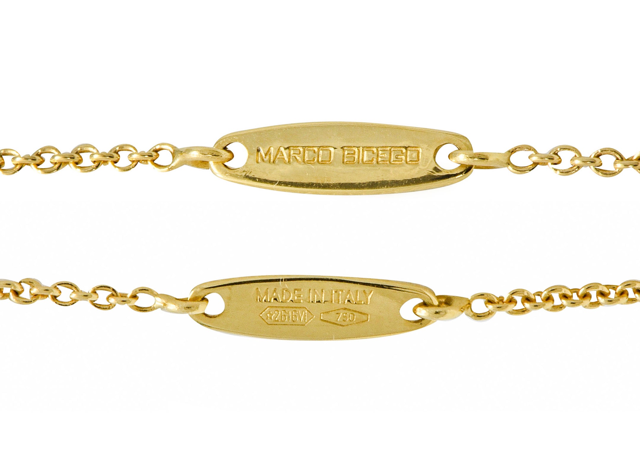 Marco Bicego Multi-Gem 18 Karat Gold Long Chain Confetti Necklace - Wilson's Estate Jewelry