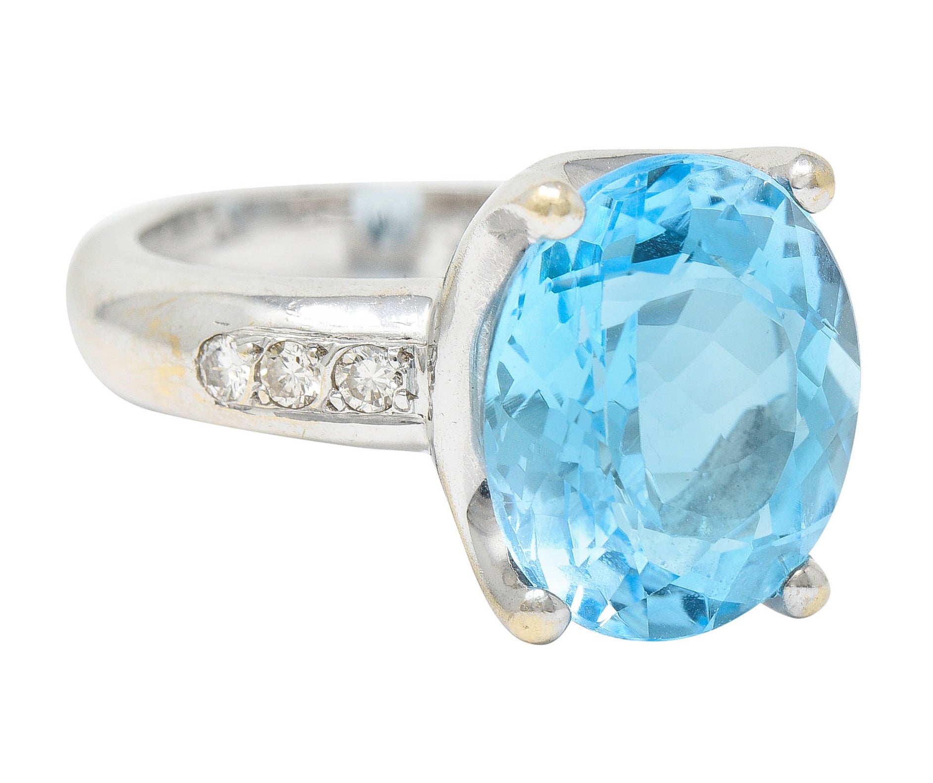 JB Star Blue Topaz Diamond 18 Karat White Gold Gemstone RingRing - Wilson's Estate Jewelry