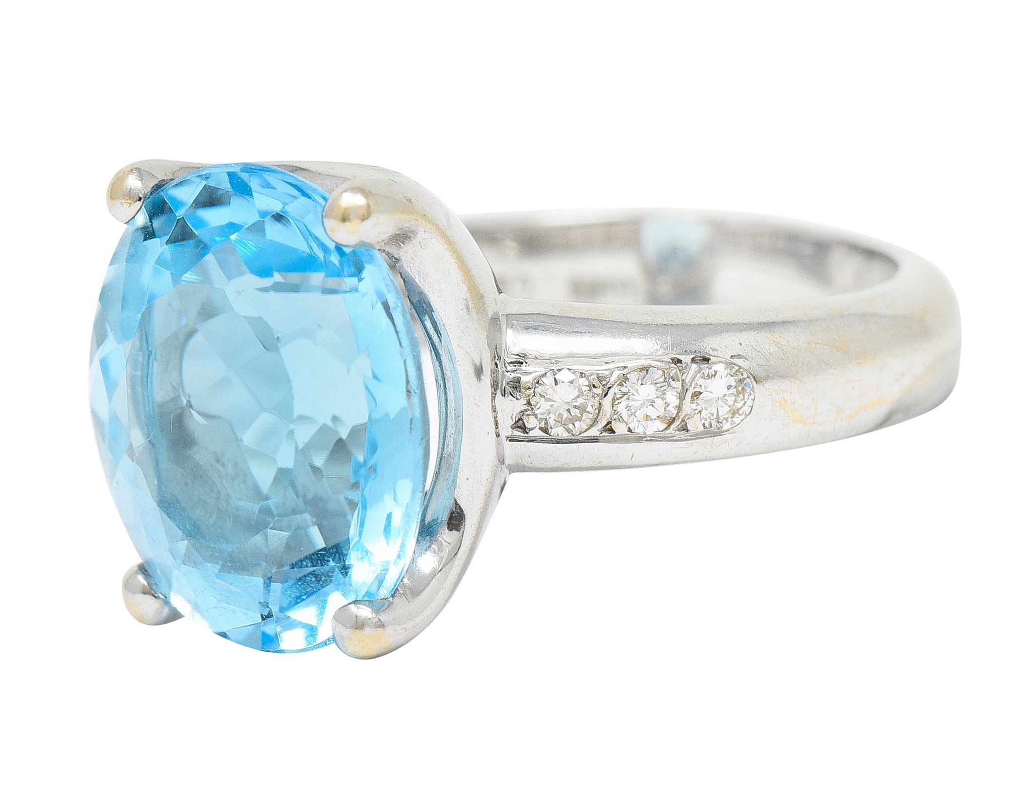 JB Star Blue Topaz Diamond 18 Karat White Gold Gemstone RingRing - Wilson's Estate Jewelry