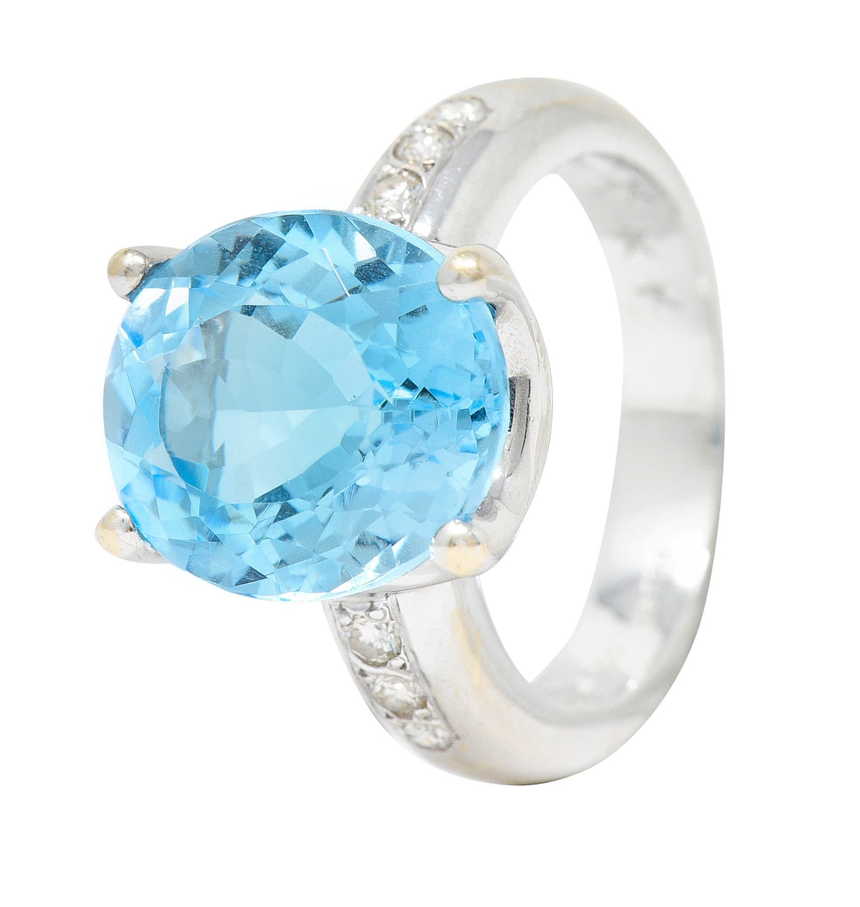 JB Star Blue Topaz Diamond 18 Karat White Gold Gemstone RingRing - Wilson's Estate Jewelry