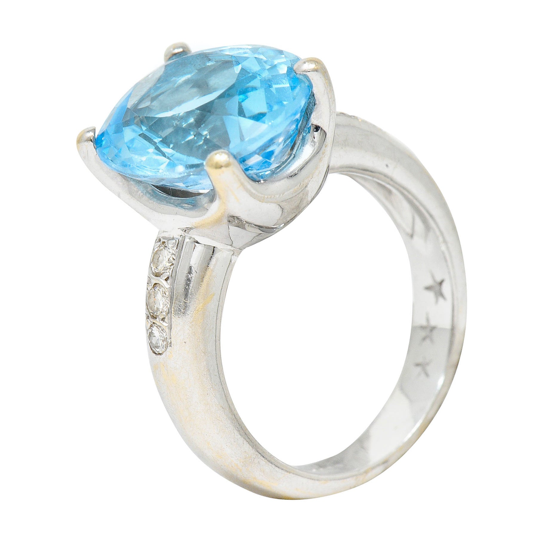 JB Star Blue Topaz Diamond 18 Karat White Gold Gemstone RingRing - Wilson's Estate Jewelry