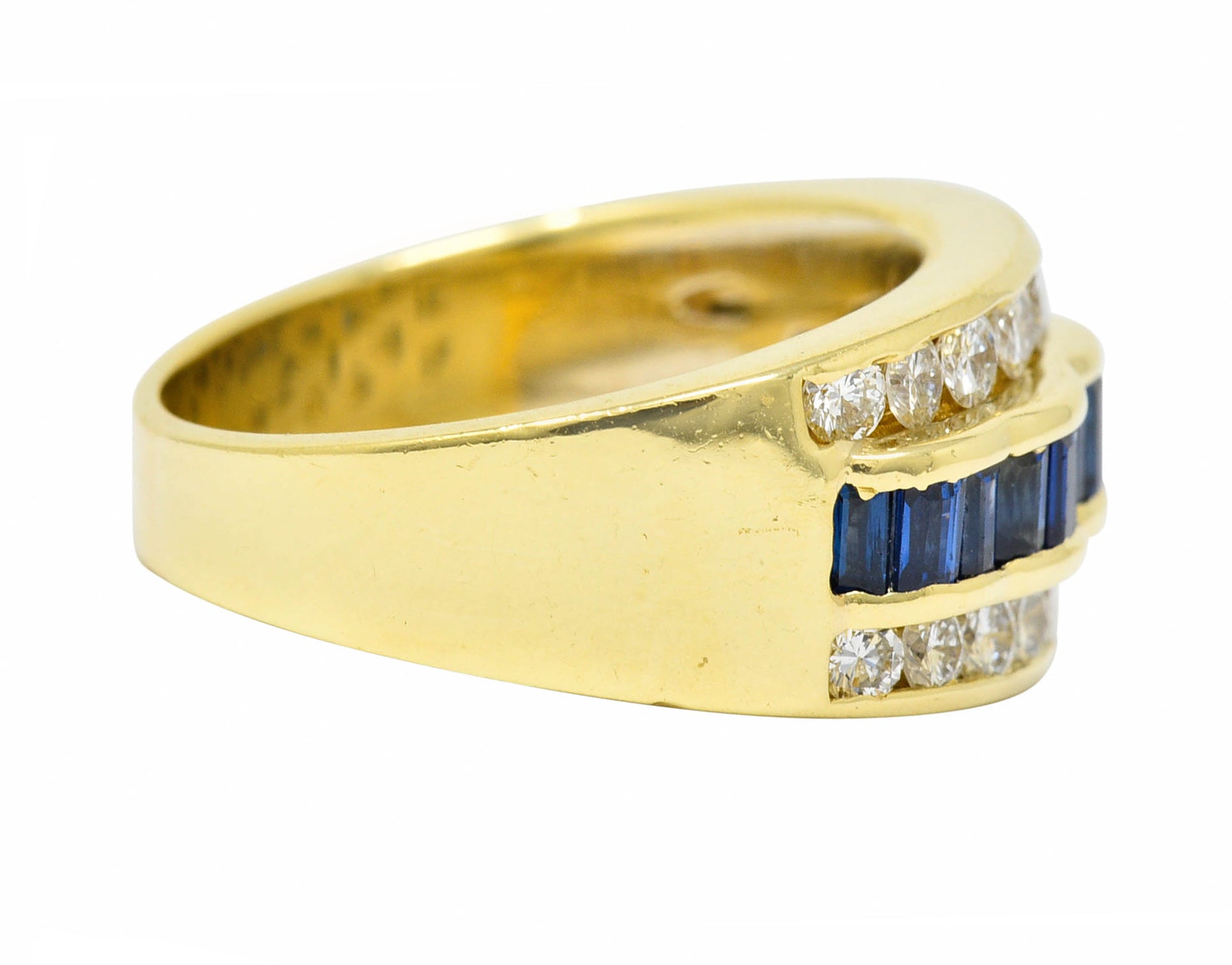 1960's Vintage 1.95 CTW Sapphire Diamond 18 Karat Gold Band RingRing - Wilson's Estate Jewelry