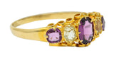 Victorian Rhodolite Garnet Chrysoberyl 18 Karat Gold Five Stone RingRing - Wilson's Estate Jewelry