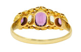 Victorian Rhodolite Garnet Chrysoberyl 18 Karat Gold Five Stone RingRing - Wilson's Estate Jewelry