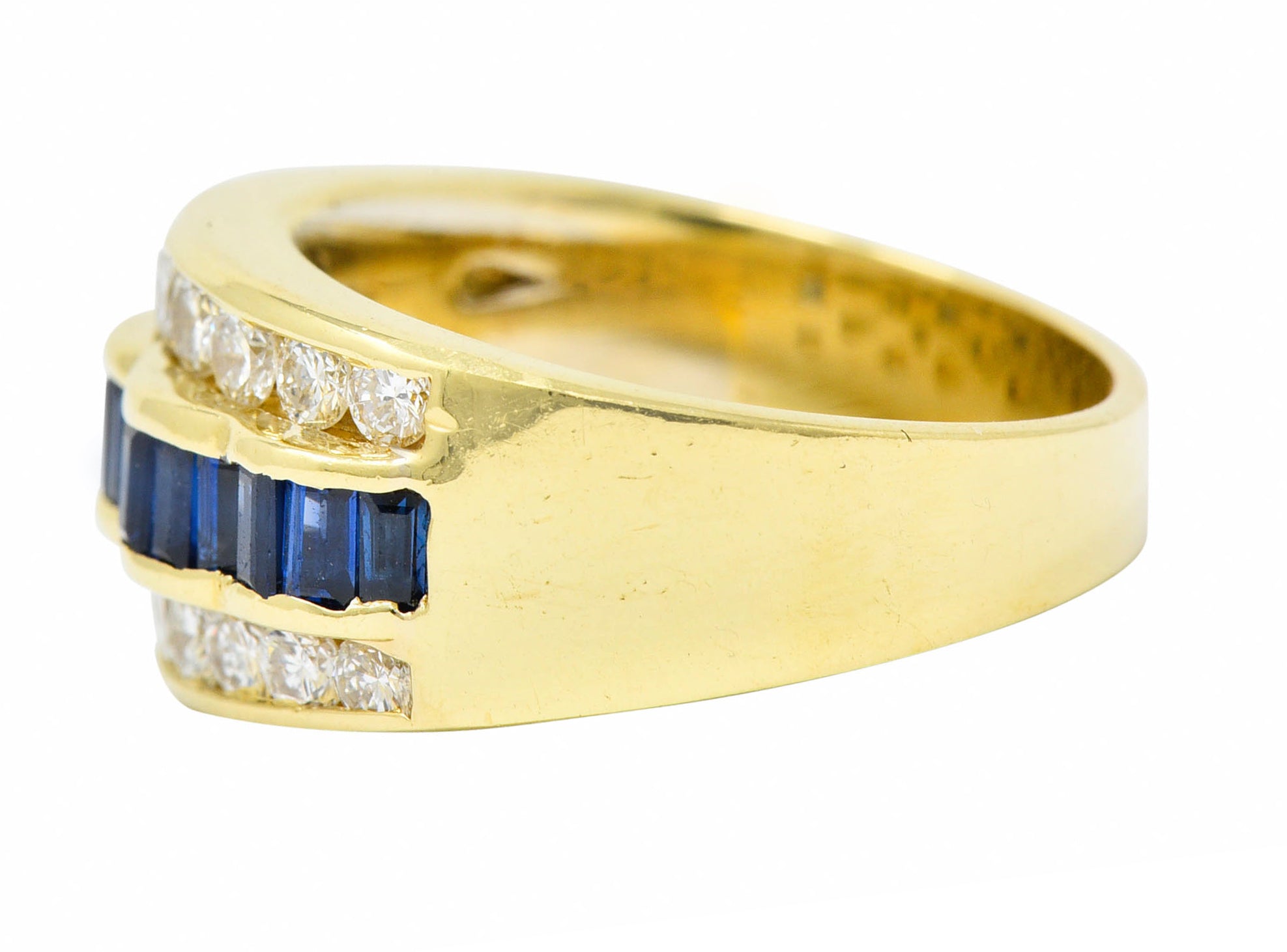 1960's Vintage 1.95 CTW Sapphire Diamond 18 Karat Gold Band RingRing - Wilson's Estate Jewelry