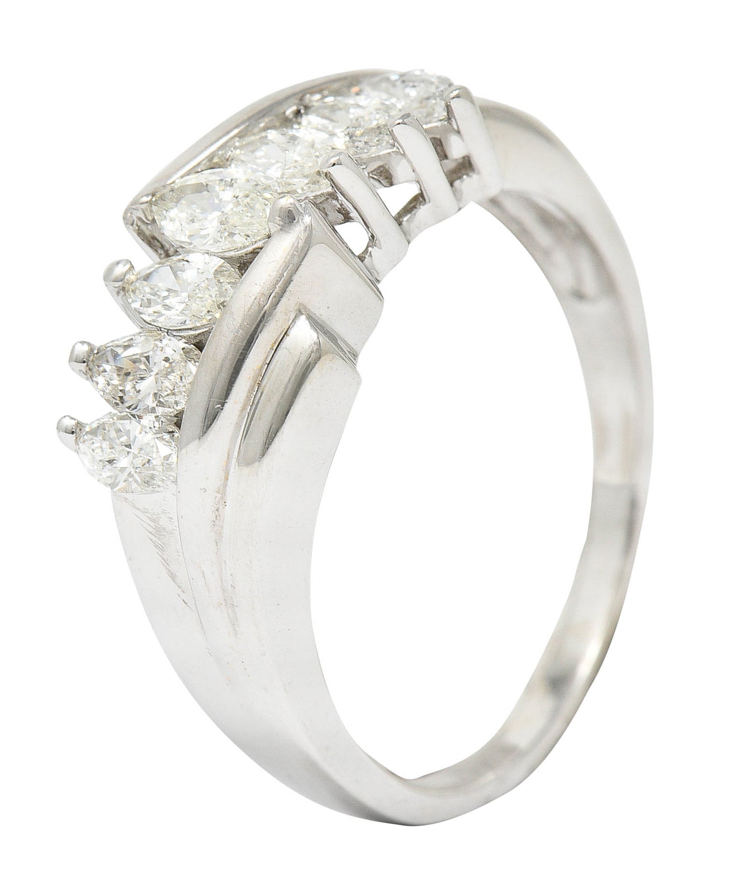 1950's Mid-Century 0.95 CTW Diamond 14 Karat White Gold Band RingRing - Wilson's Estate Jewelry