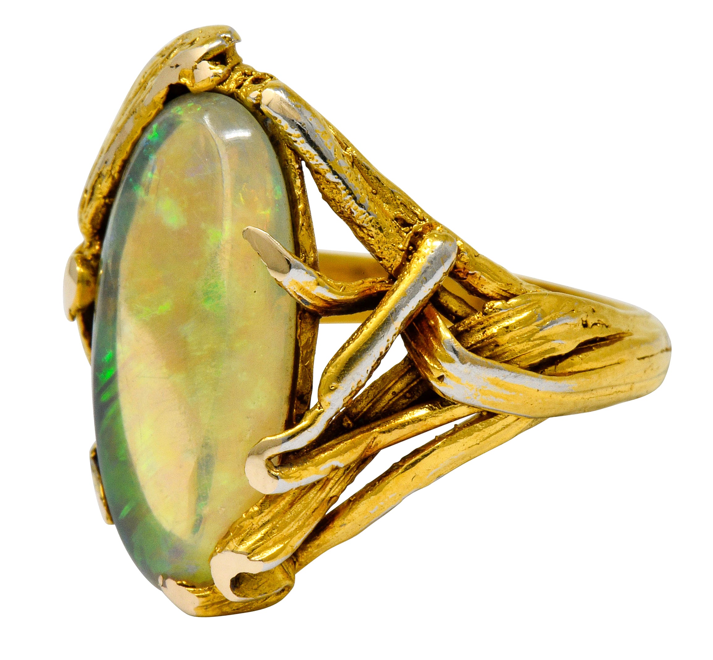 Walton & Co. Arts & Crafts Opal 14 Karat Gold Dragonfly Ring - Wilson's Estate Jewelry