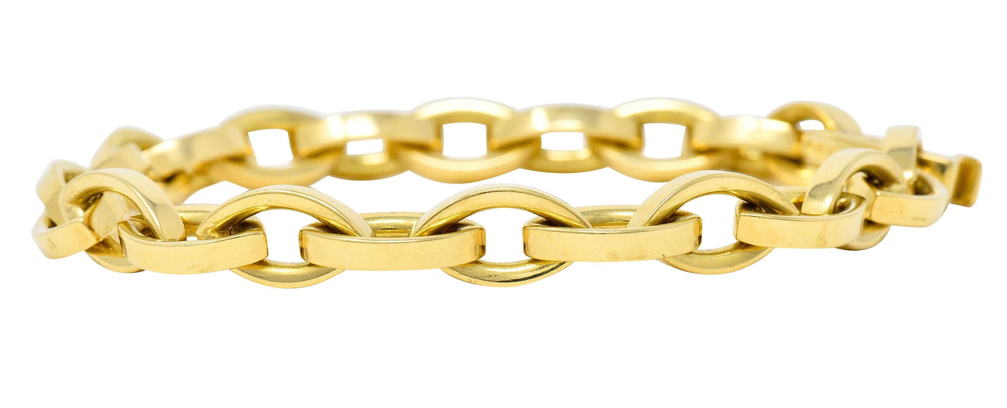 Tiffany & Co. 1990's 18 Karat Yellow Gold Vintage Marquise Link Bracelet Wilson's Estate Jewelry