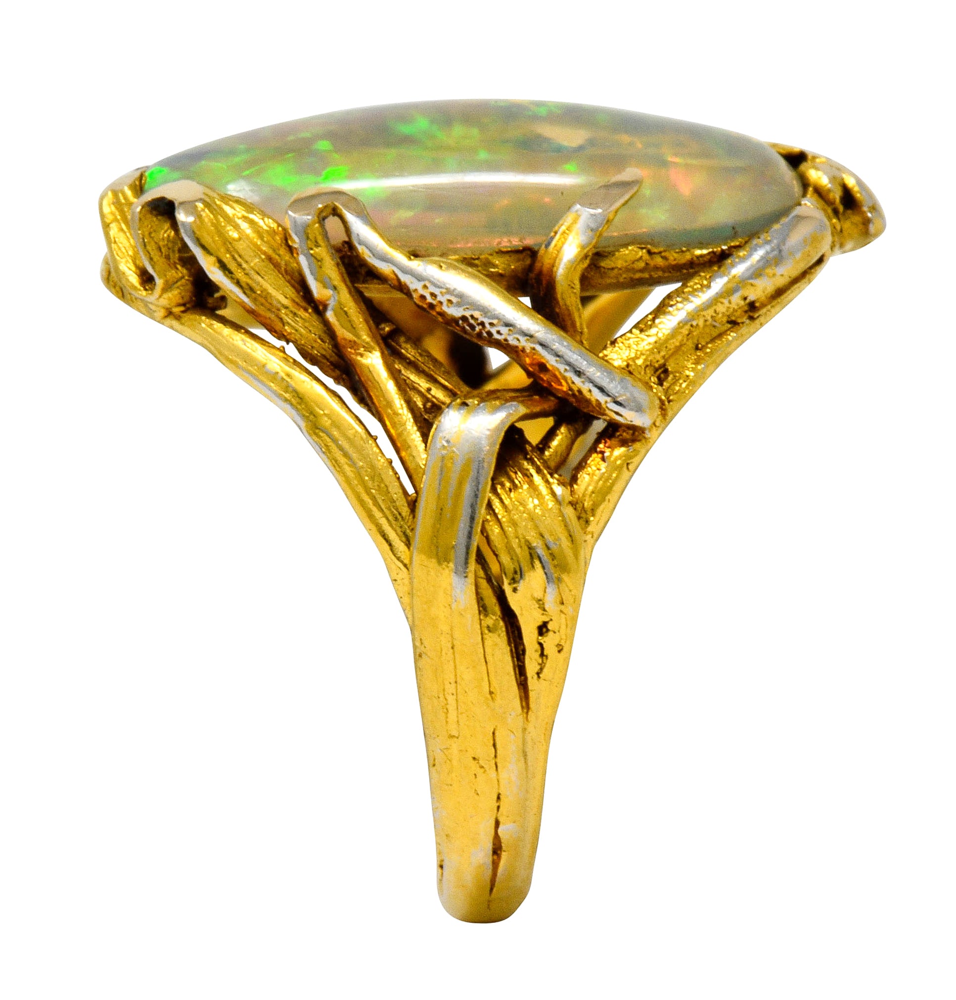 Walton & Co. Arts & Crafts Opal 14 Karat Gold Dragonfly Ring - Wilson's Estate Jewelry