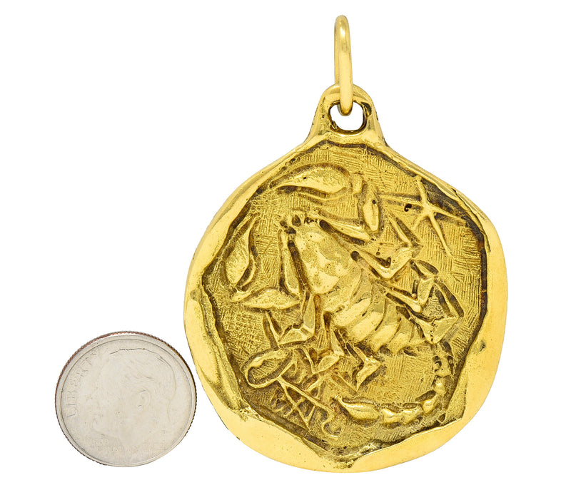 Vintage Scorpio 18k Gold Coin Zodiac Charm