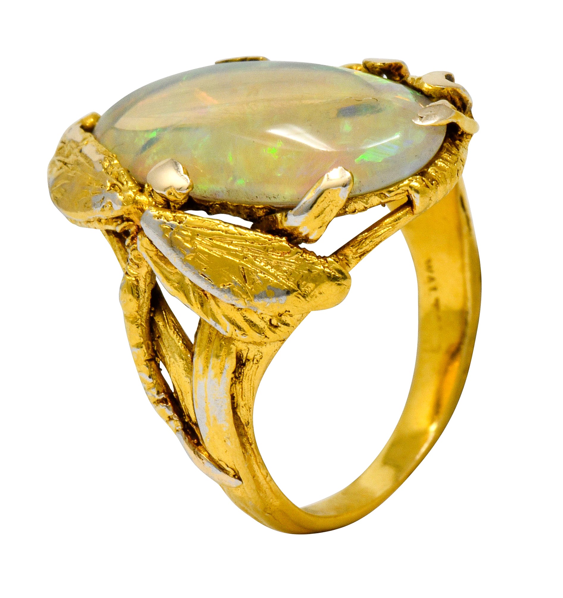 Walton & Co. Arts & Crafts Opal 14 Karat Gold Dragonfly Ring - Wilson's Estate Jewelry