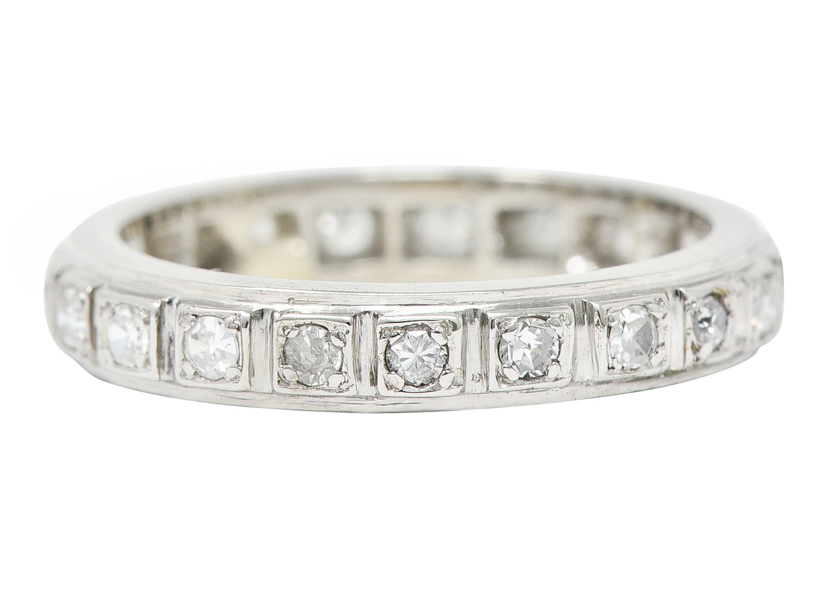 1965 Vintage 0.55 CTW Diamond 18 Karat White Gold Eternity Band Ring Wilson's Antique & Estate Jewelry