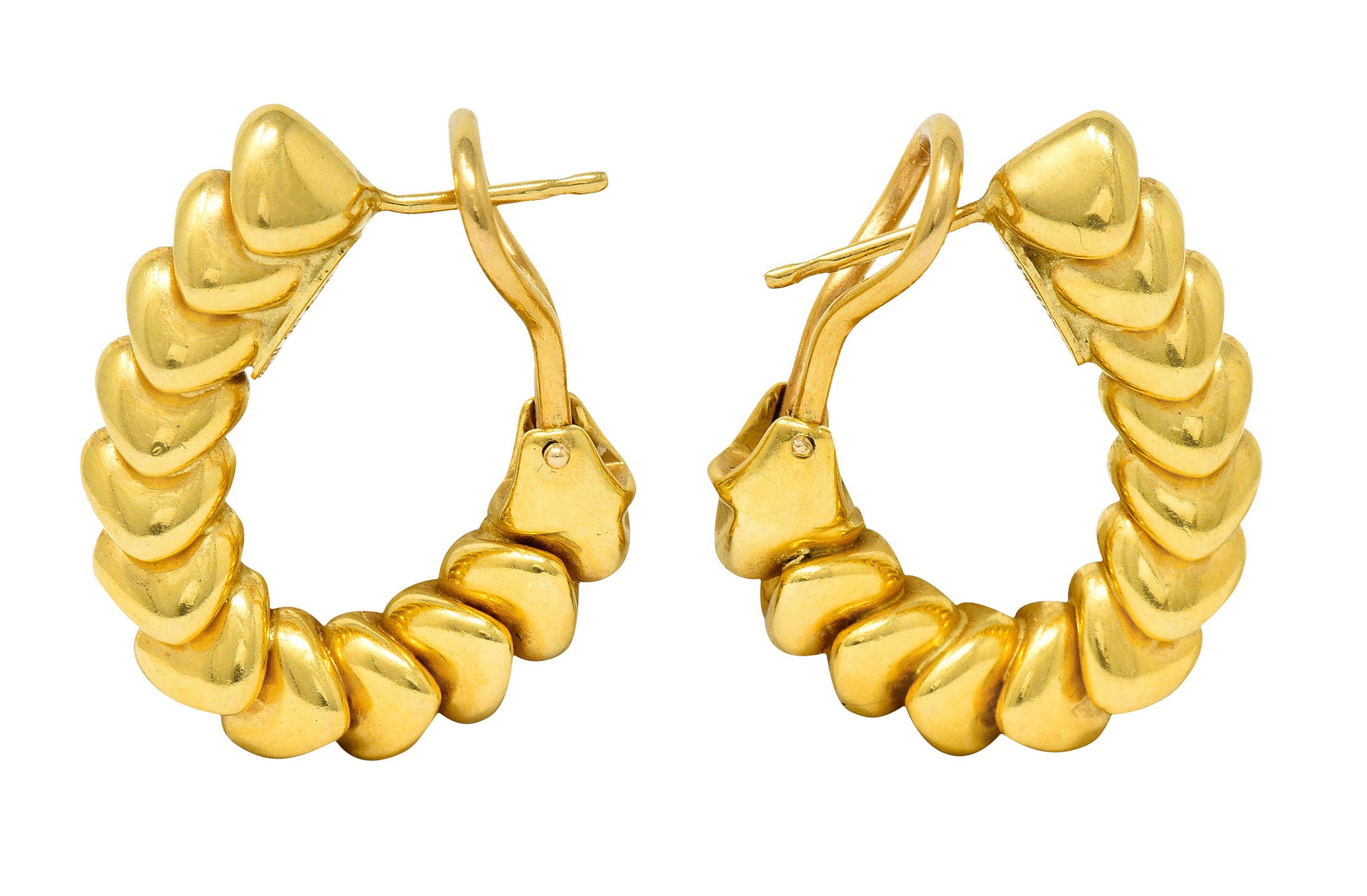 1970's Vintage Italian 18 Karat Gold Ribbed Hoop EarringsEarrings - Wilson's Estate Jewelry