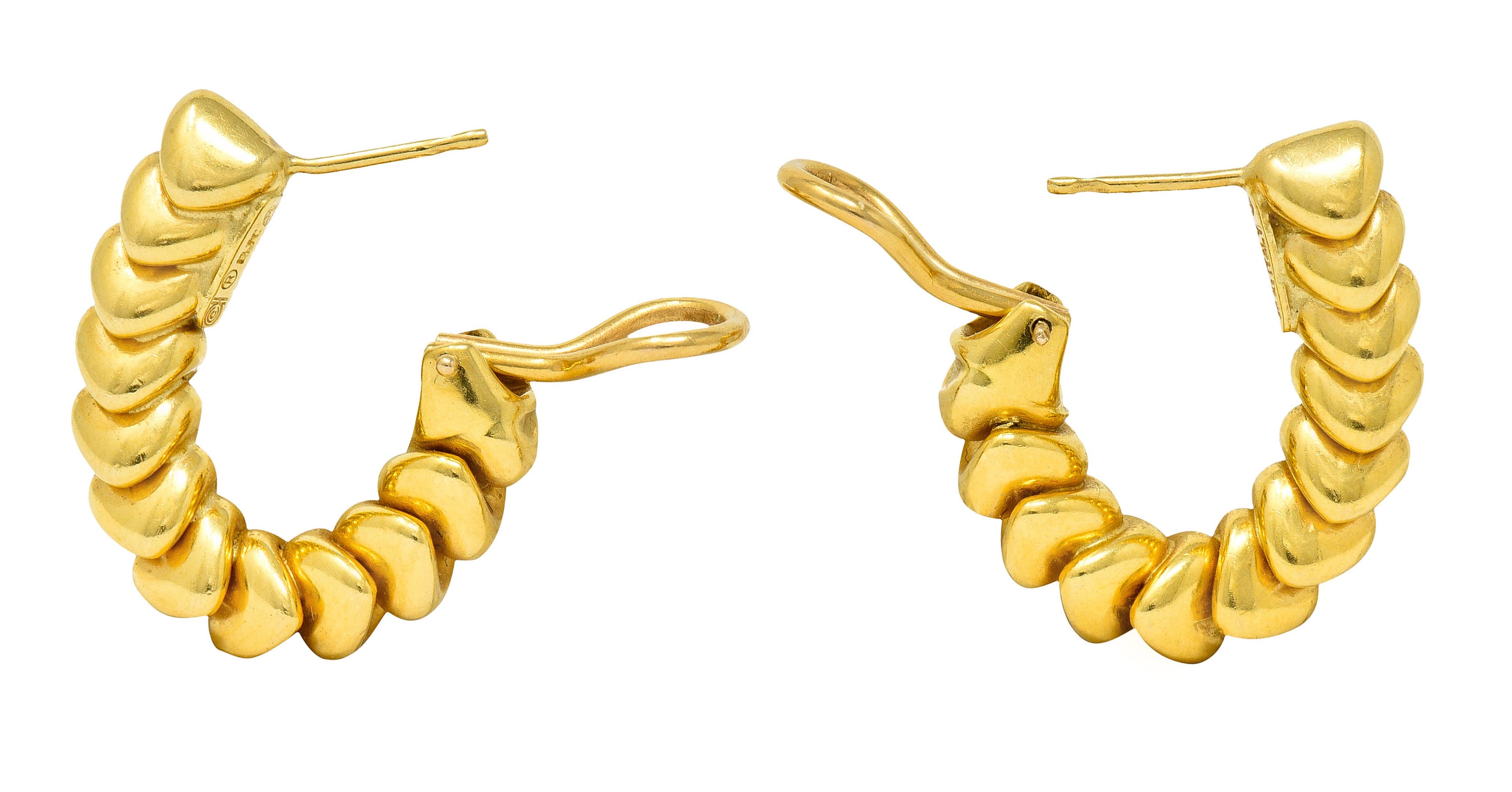 1970's Vintage Italian 18 Karat Gold Ribbed Hoop EarringsEarrings - Wilson's Estate Jewelry