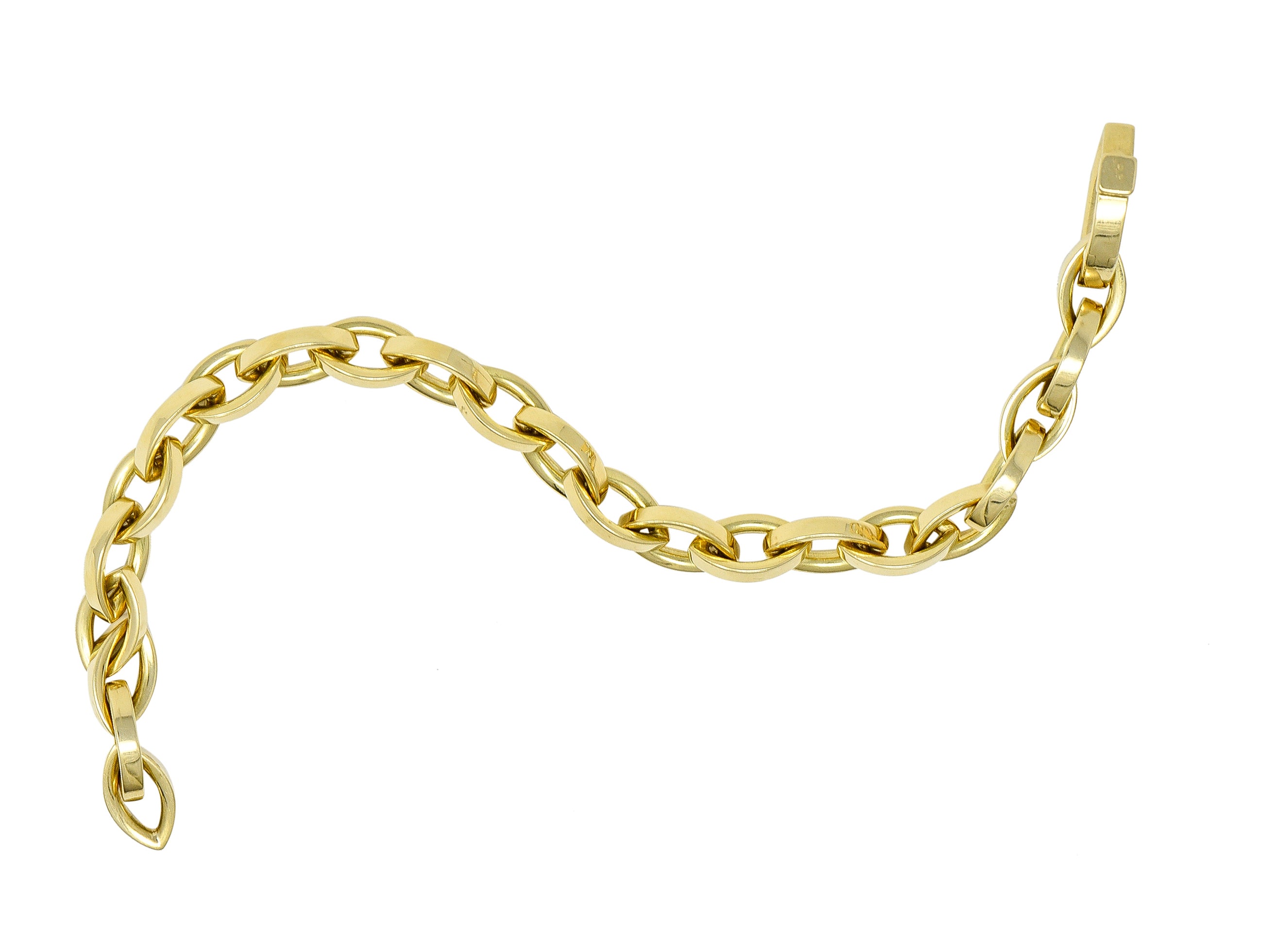 Tiffany & Co. 1990's 18 Karat Yellow Gold Vintage Marquise Link Bracelet Wilson's Estate Jewelry