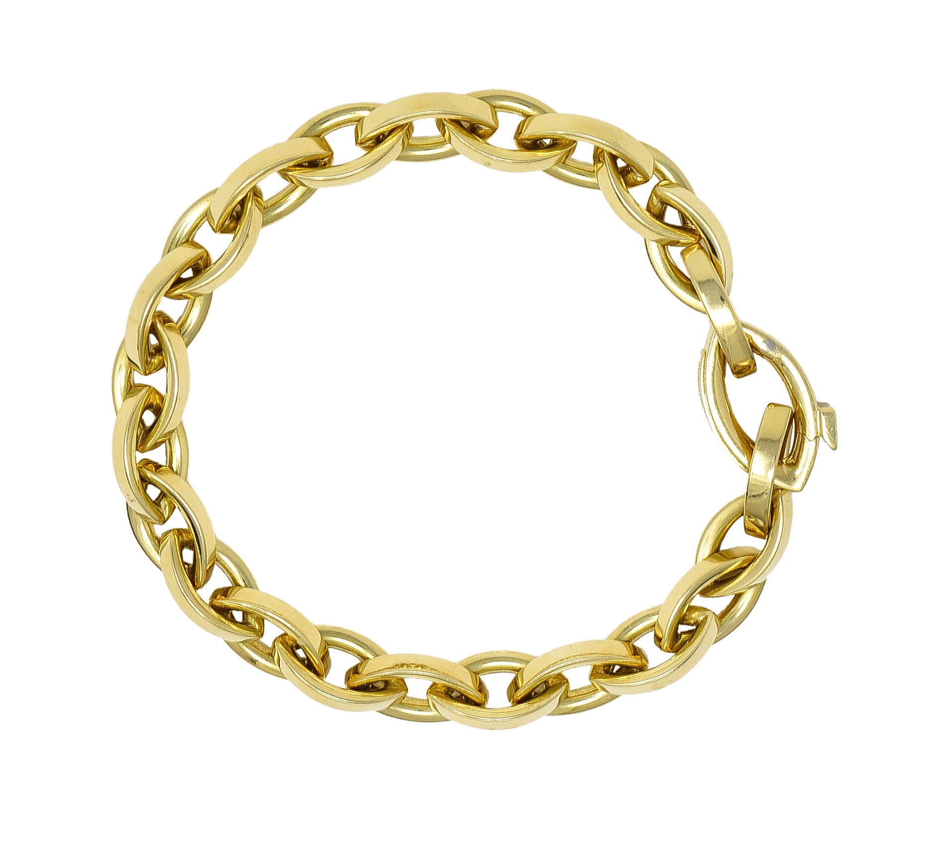 Tiffany & Co. 1990's 18 Karat Yellow Gold Vintage Marquise Link Bracelet Wilson's Estate Jewelry