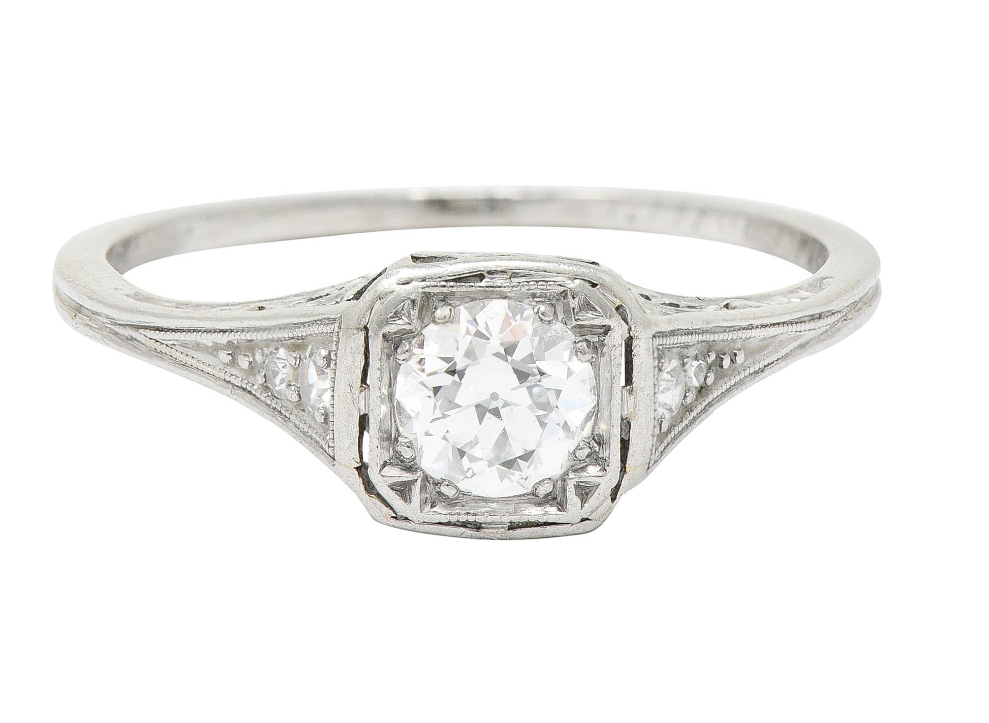 J.E. Caldwell 0.55 CTW Diamond Platinum Engagement Ring Circa 1920Ring - Wilson's Estate Jewelry