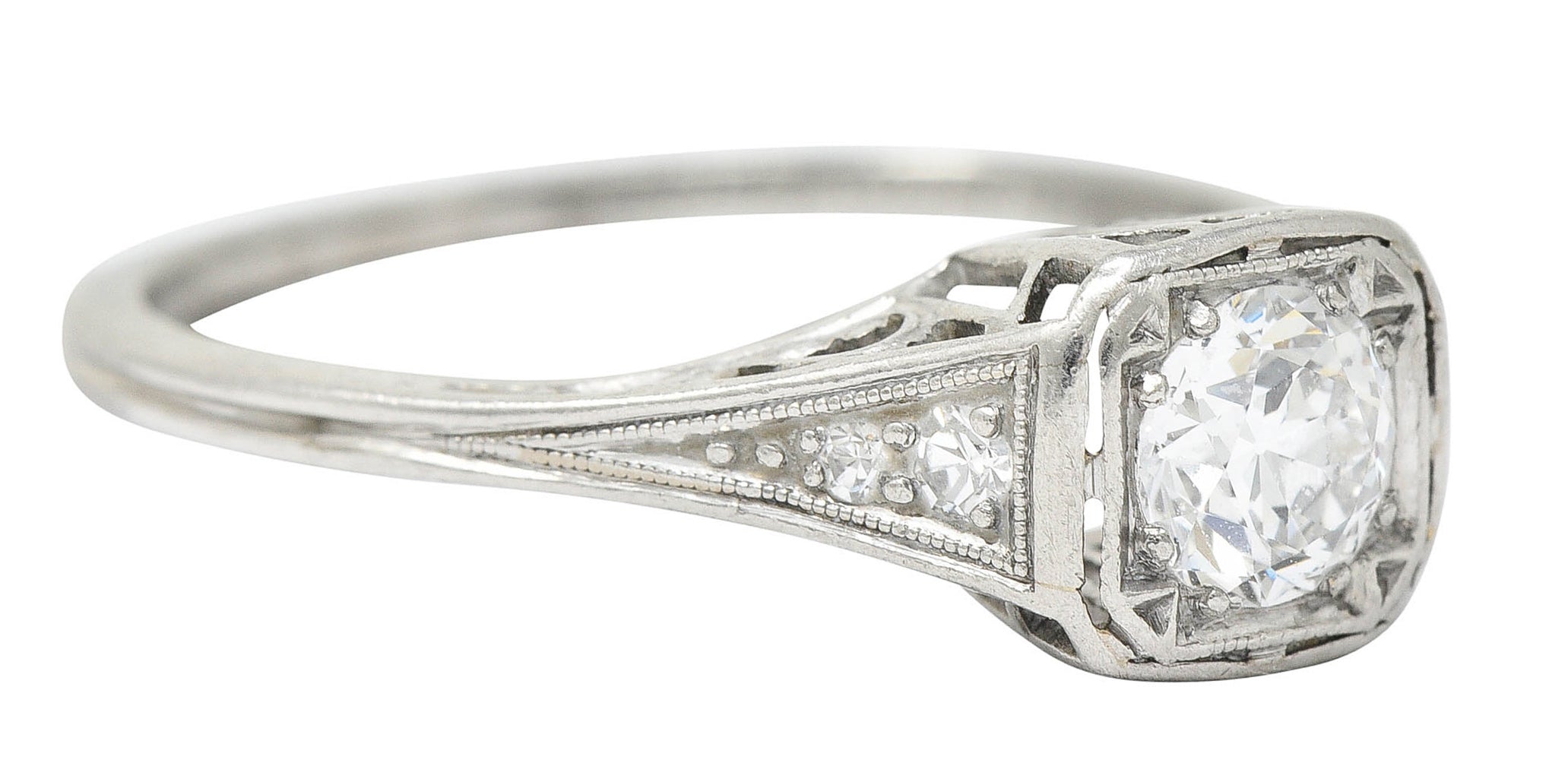 J.E. Caldwell 0.55 CTW Diamond Platinum Engagement Ring Circa 1920Ring - Wilson's Estate Jewelry